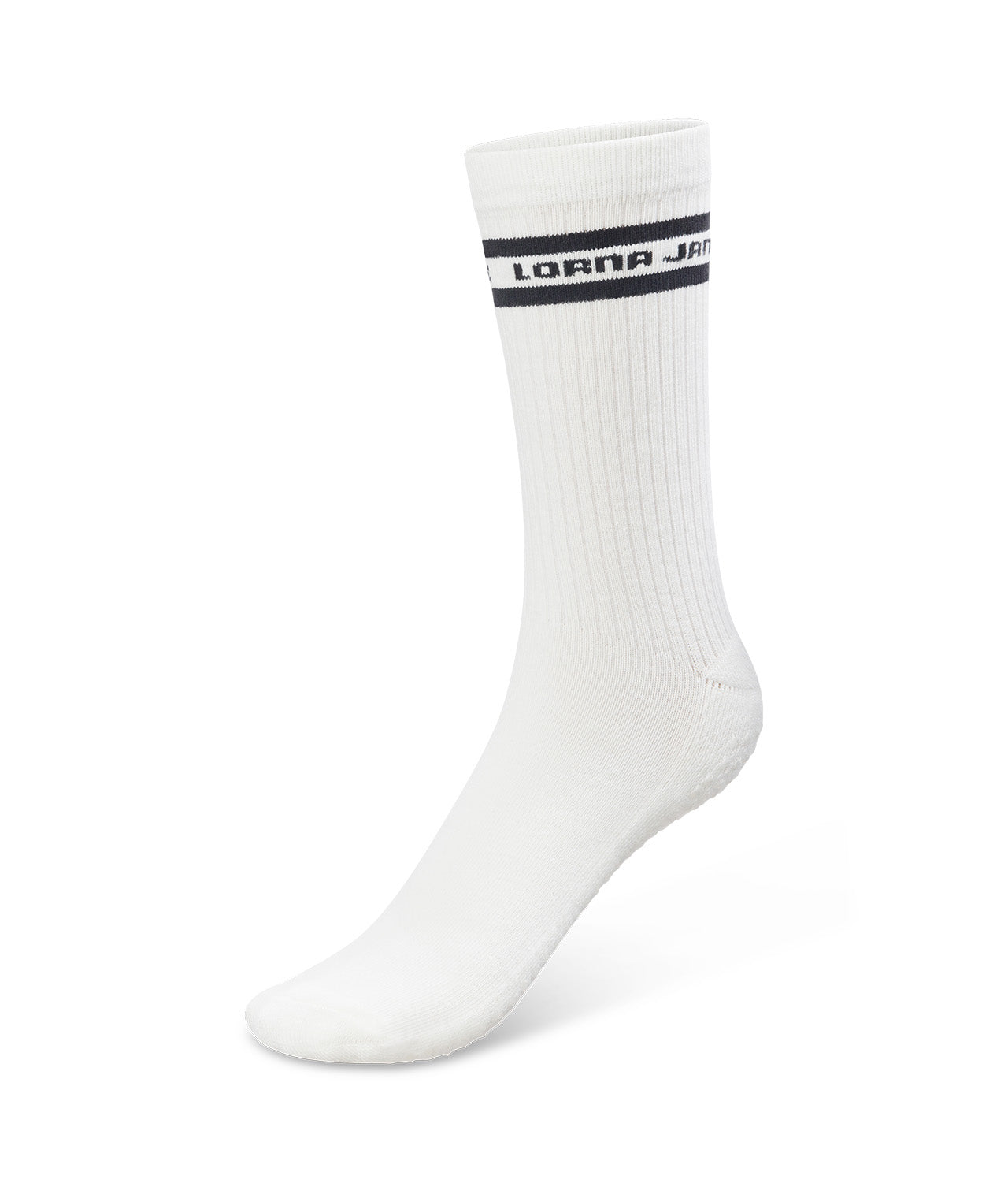 Lorna Jane Pilates Grip Crew Socks - Porcelain/ Black