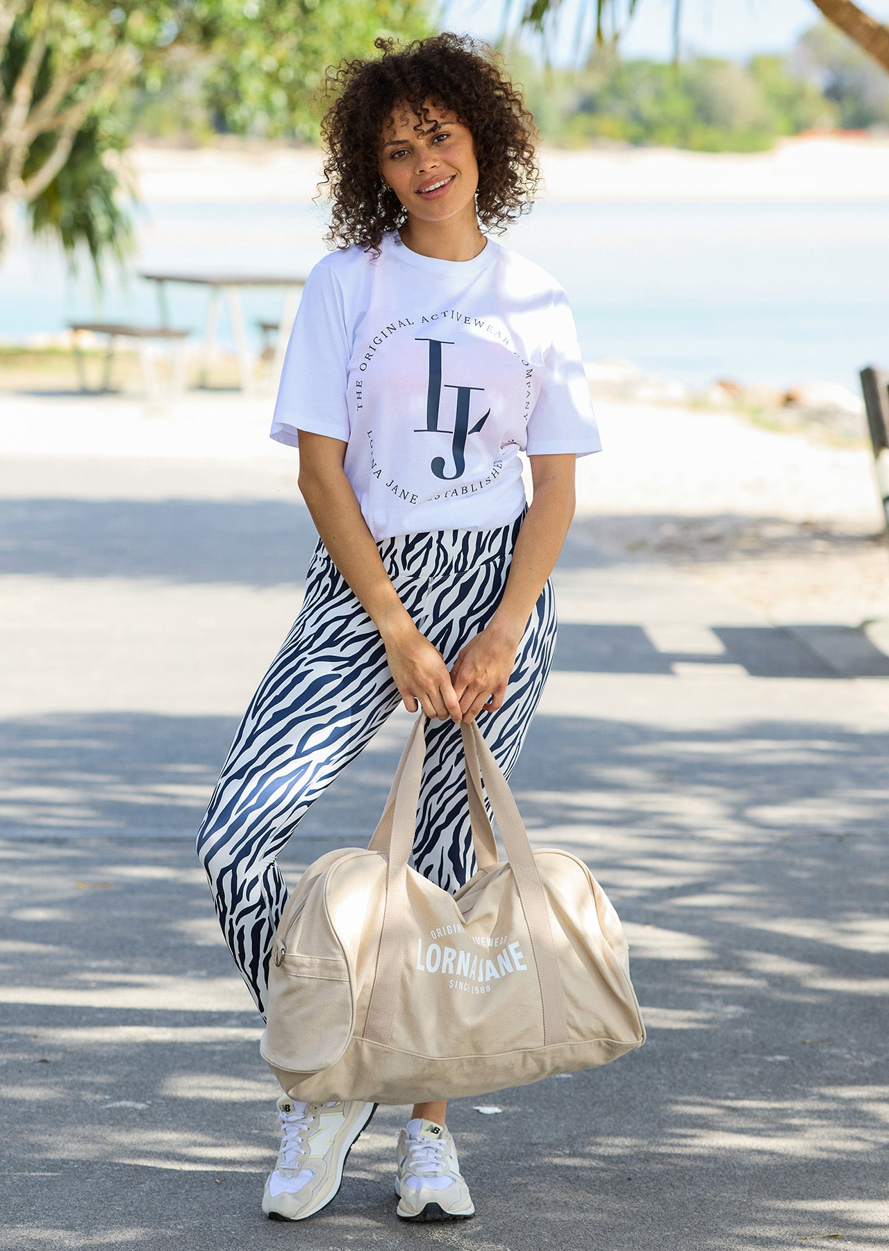 Lorna Jane Original Activewear Canvas Duffle Bag - Off White