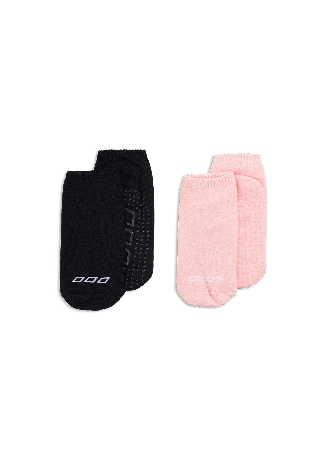 Lorna Jane 2PK Icon Pilates Grip Socks - Black/Pink Sand