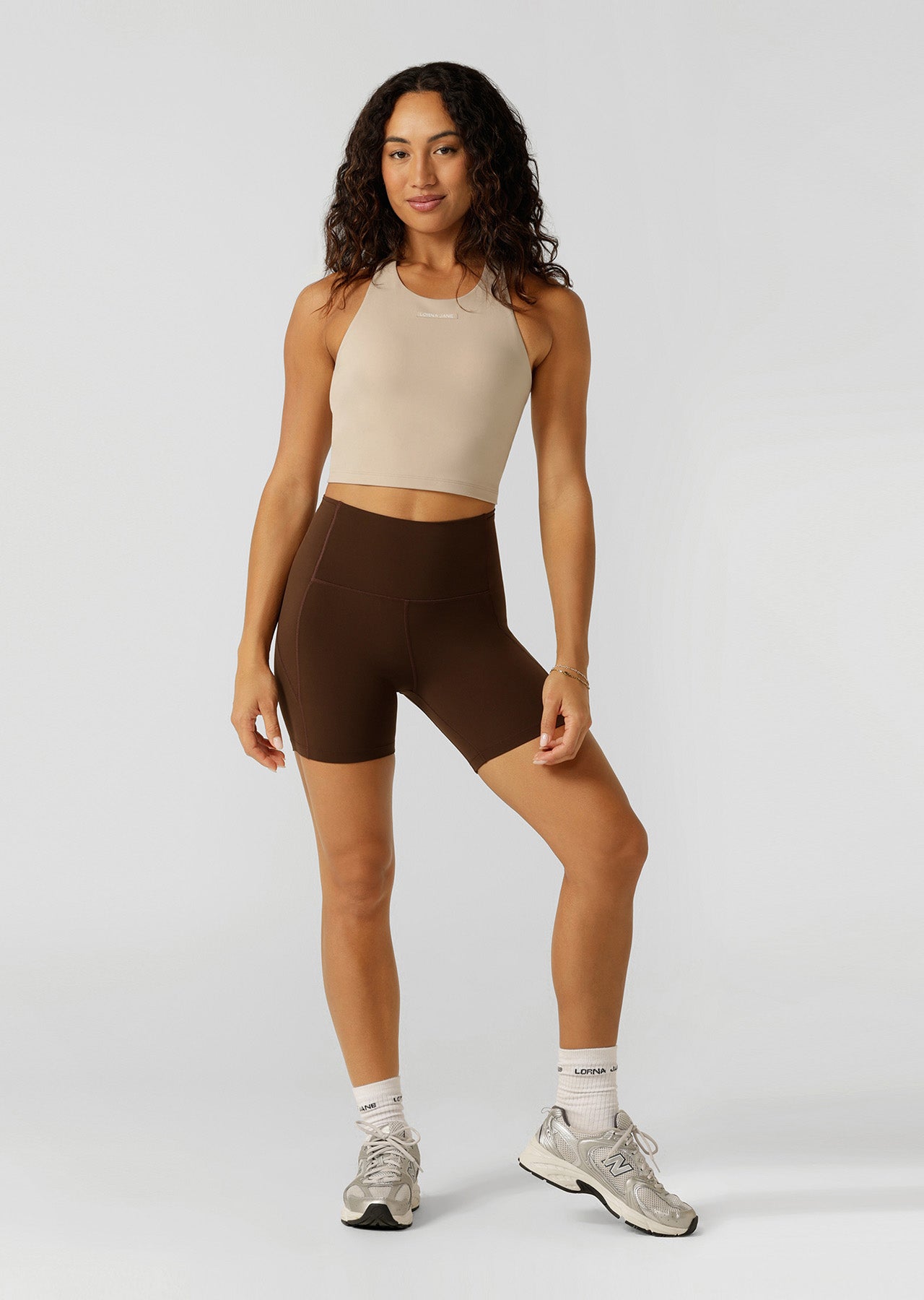 Lorna Jane Flexible Tank Bra Combo - Latte