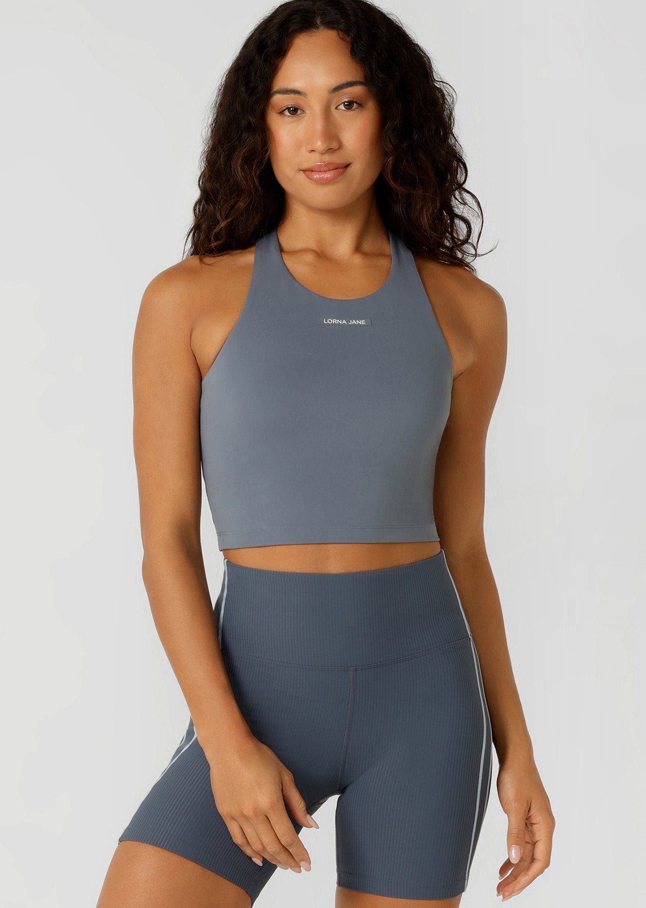 Lorna Jane Flexible Tank Bra Combo - Powder Grey