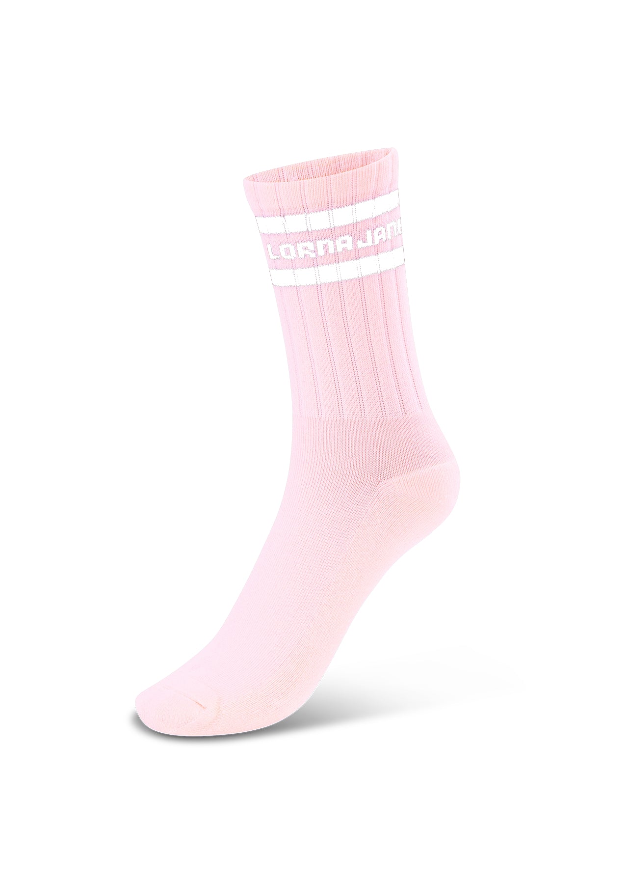 Lorna Jane Sporty Crew Socks - Pale Peony & White