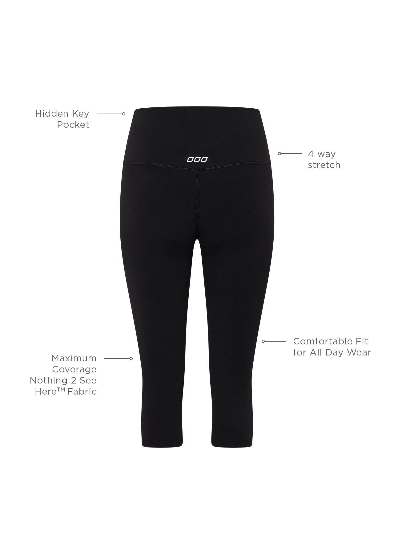 Lorna Jane Lotus 3/4 Leggings - Black