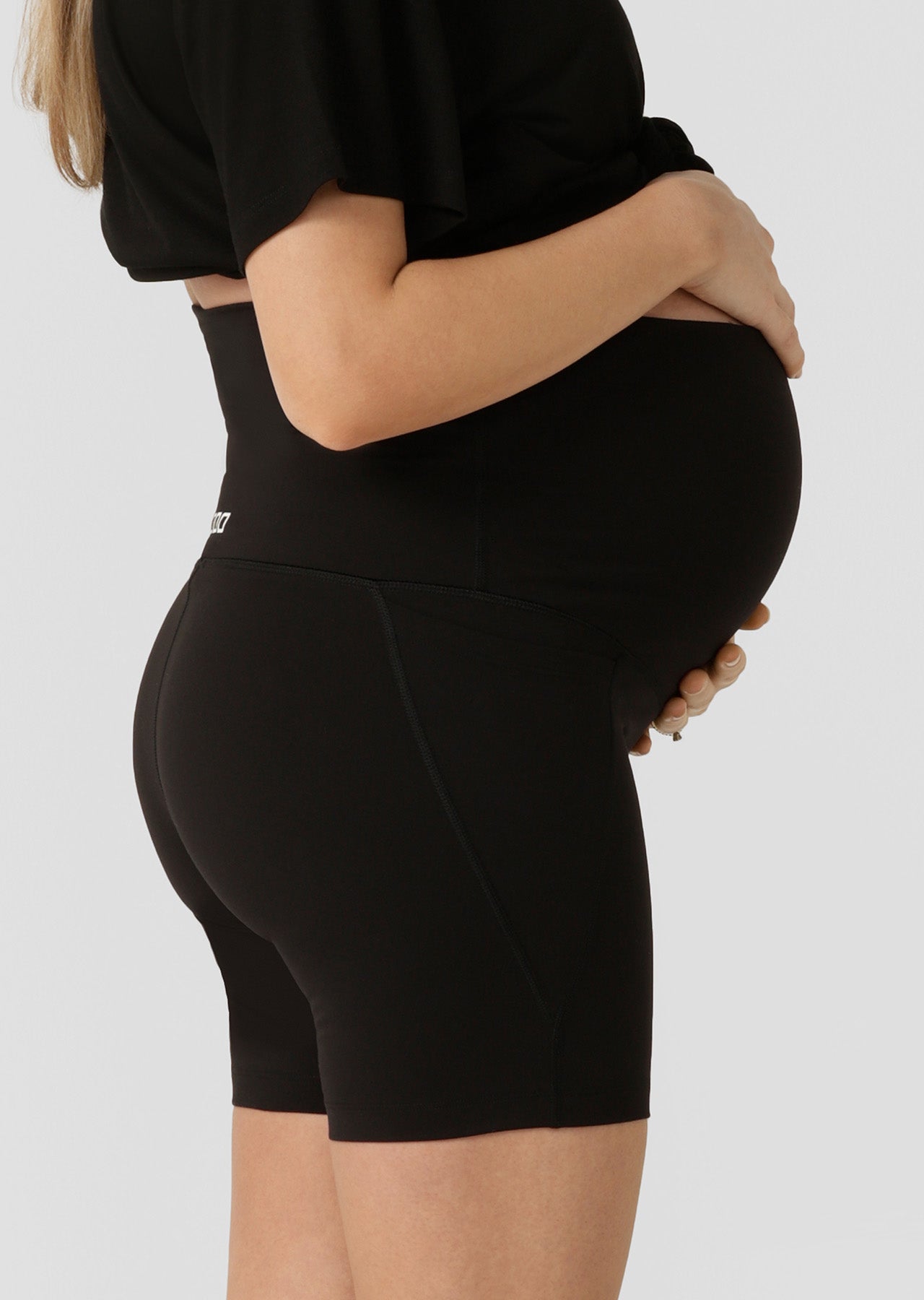 Lorna Jane LJ Maternity Phone Pocket Bike Shorts - Recycled Black