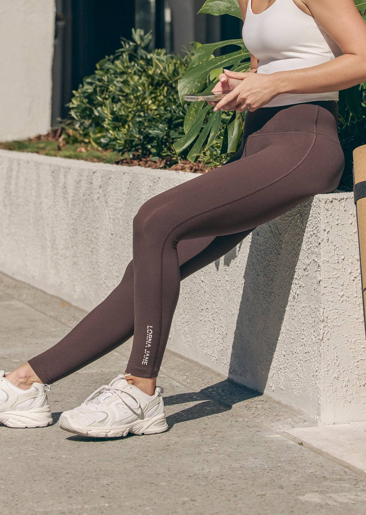 Lorna Jane Lotus No Chafe Phone Pocket Full Length Leggings - Volcano