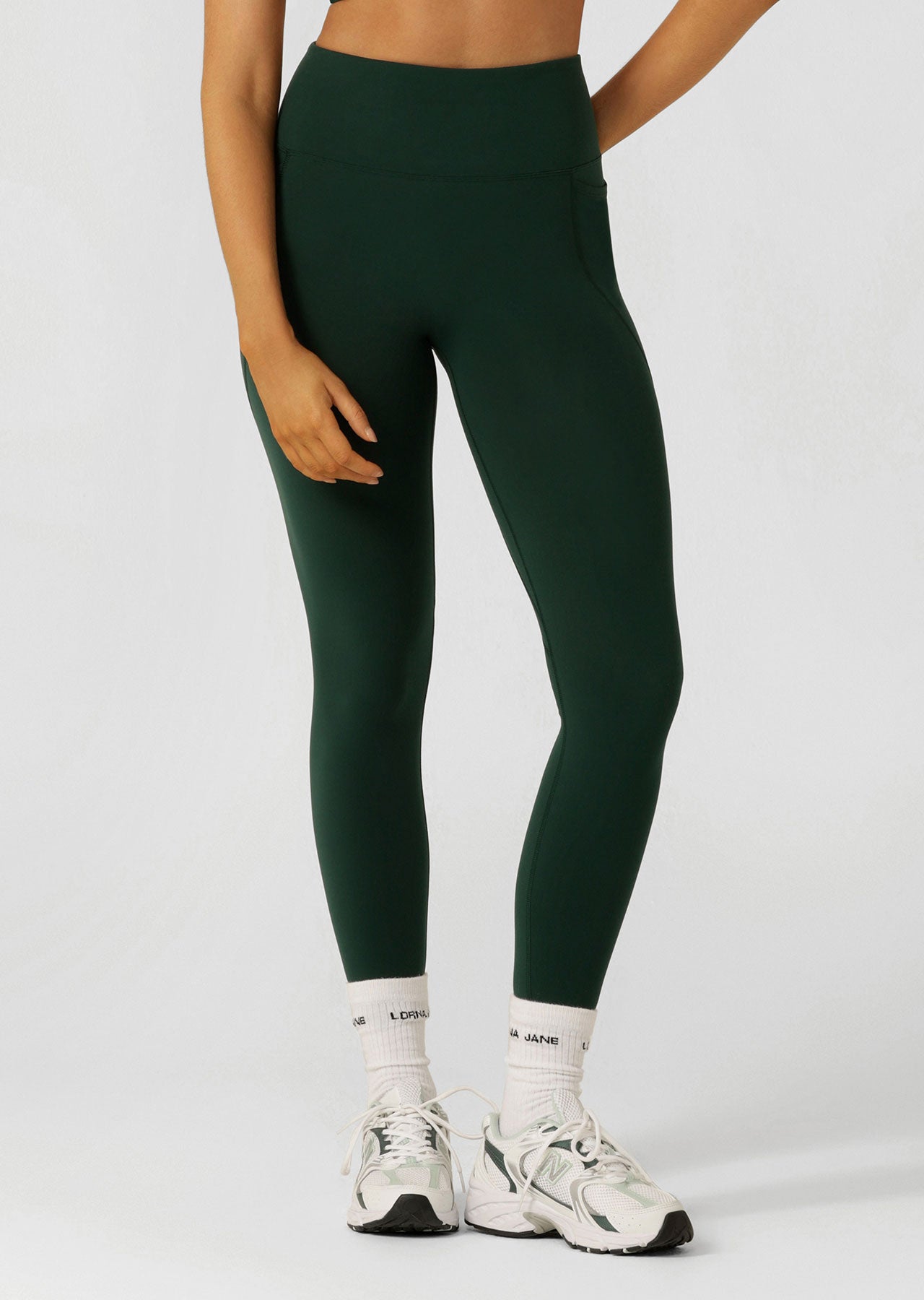 Lorna Jane Amy No Ride Phone Pocket Ankle Biter Leggings - Dark Green