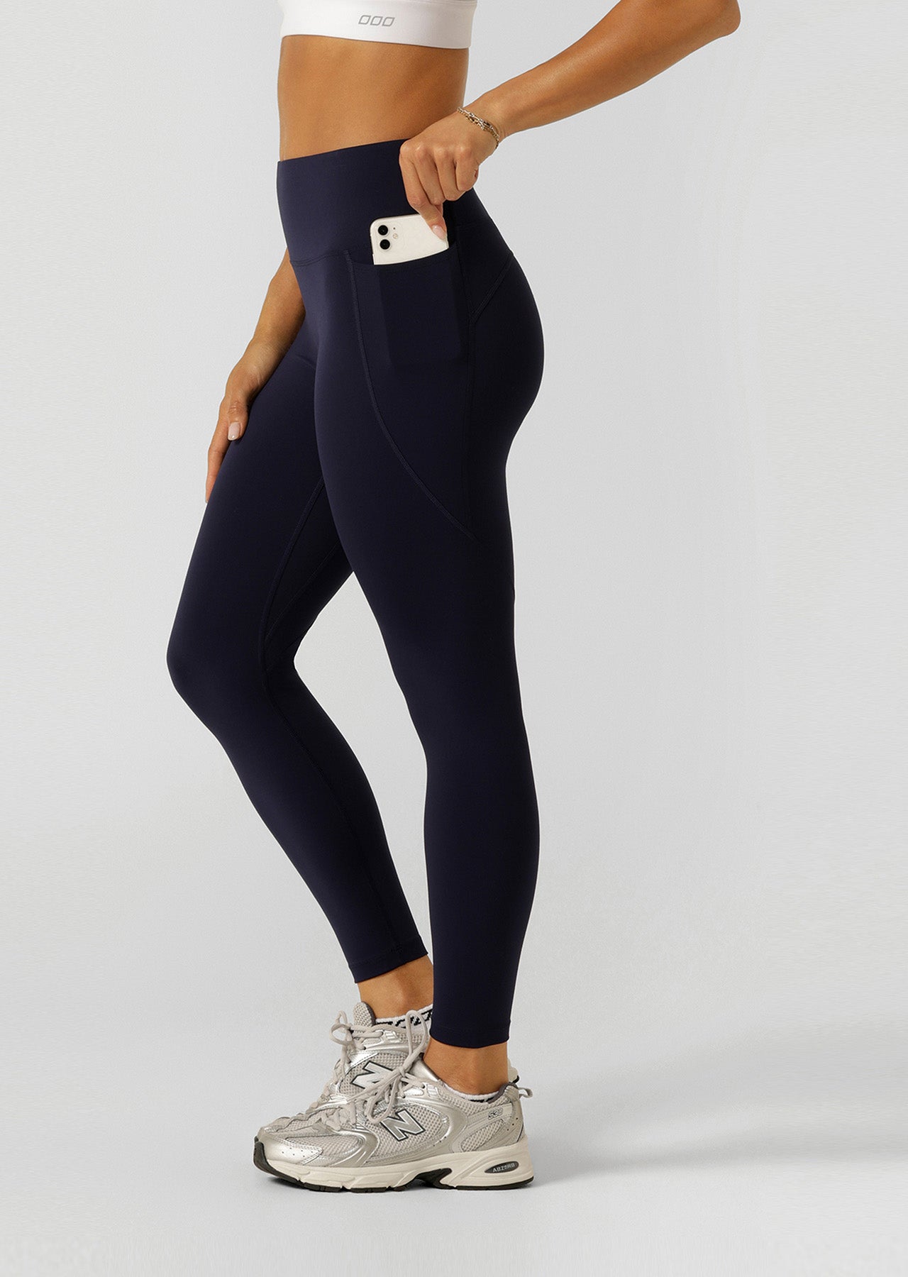 Lorna Jane Amy No Ride Phone Pocket Ankle Biter Leggings - French Navy