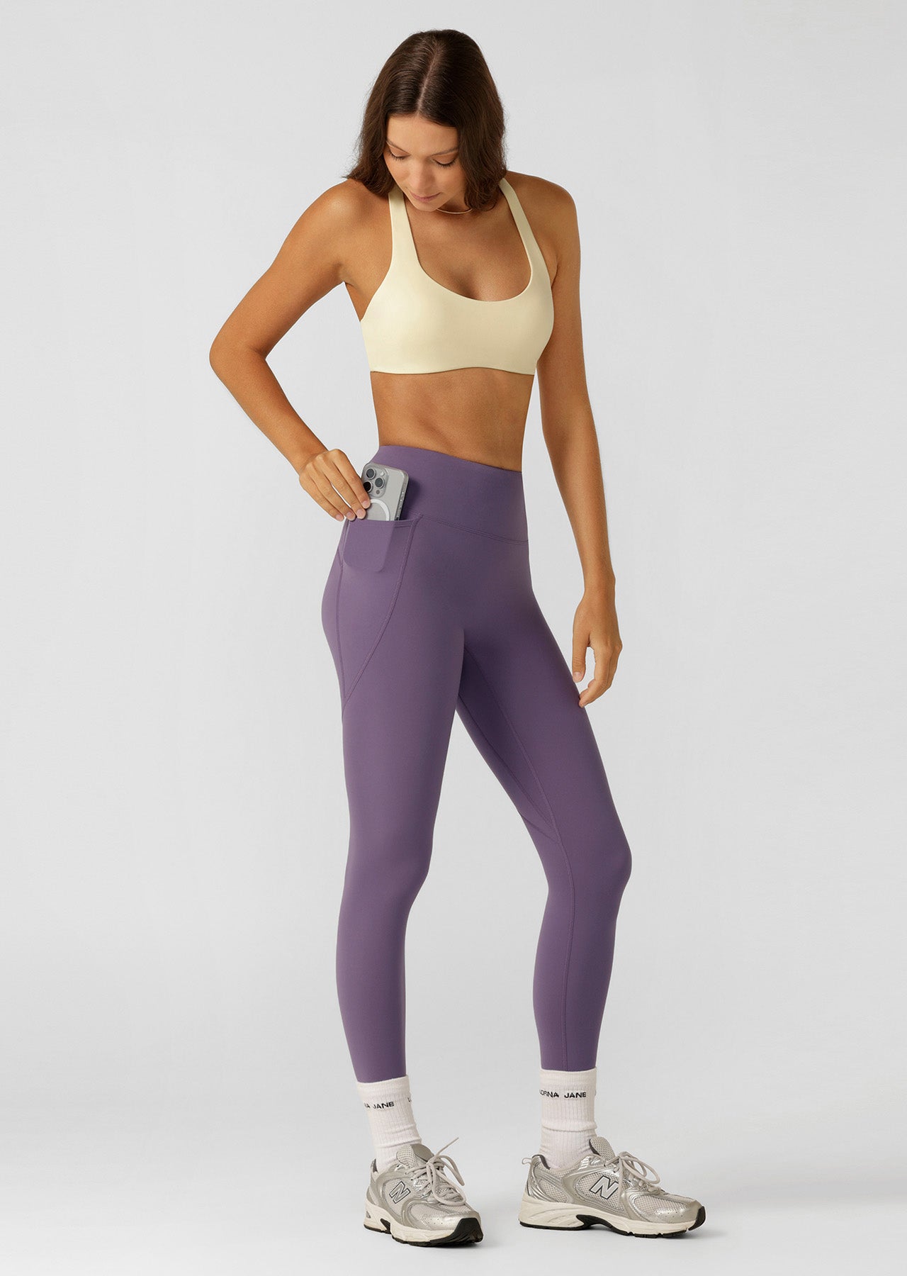 Lorna Jane Amy No Ride Phone Pocket Ankle Biter Leggings - Grape