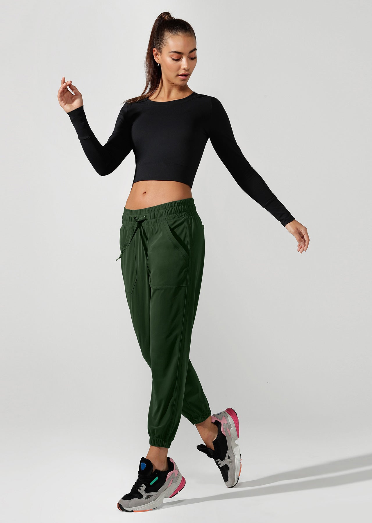 Lorna Jane Barre Ankle Biter Active Pants - Fig Green