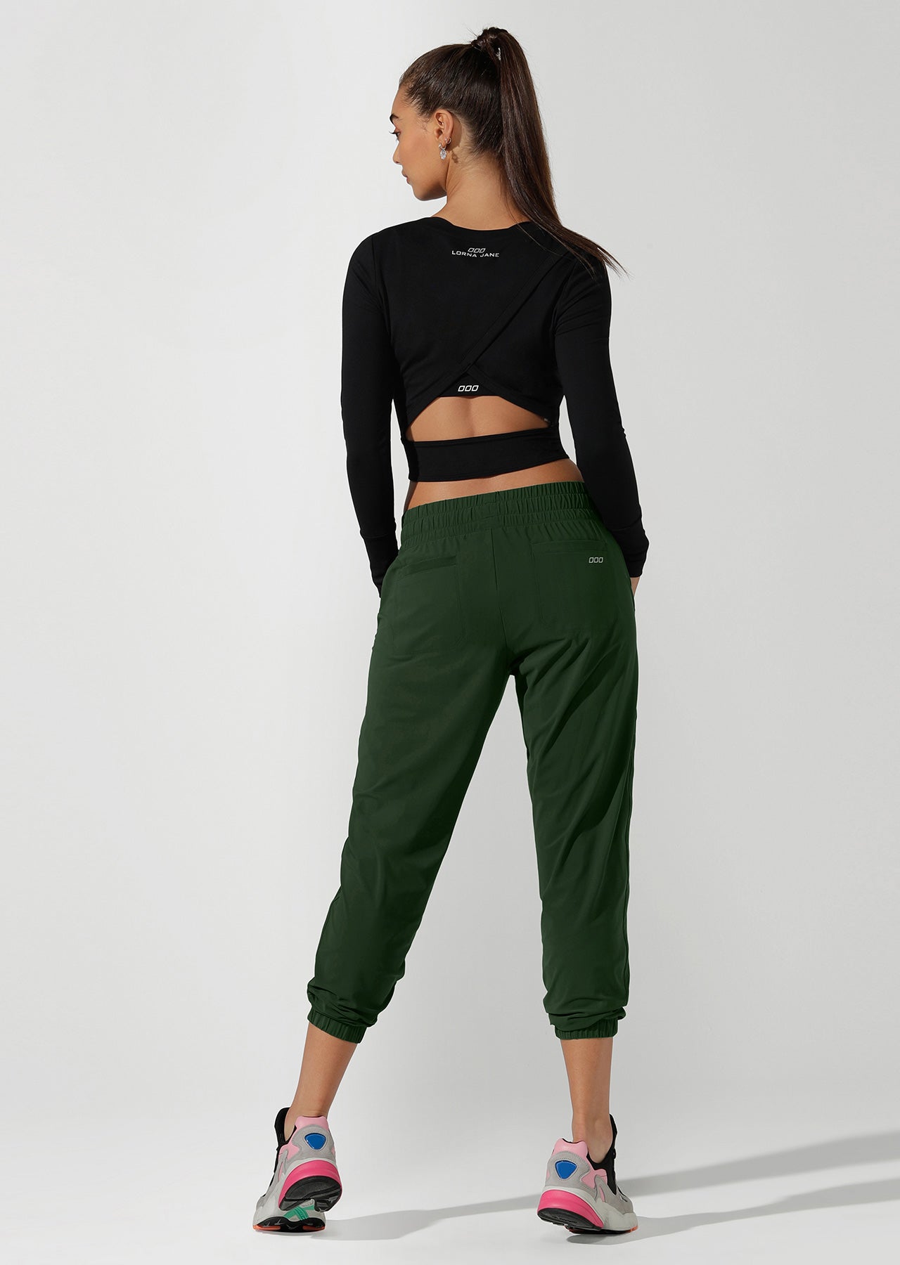 Lorna Jane Barre Ankle Biter Active Pants - Fig Green