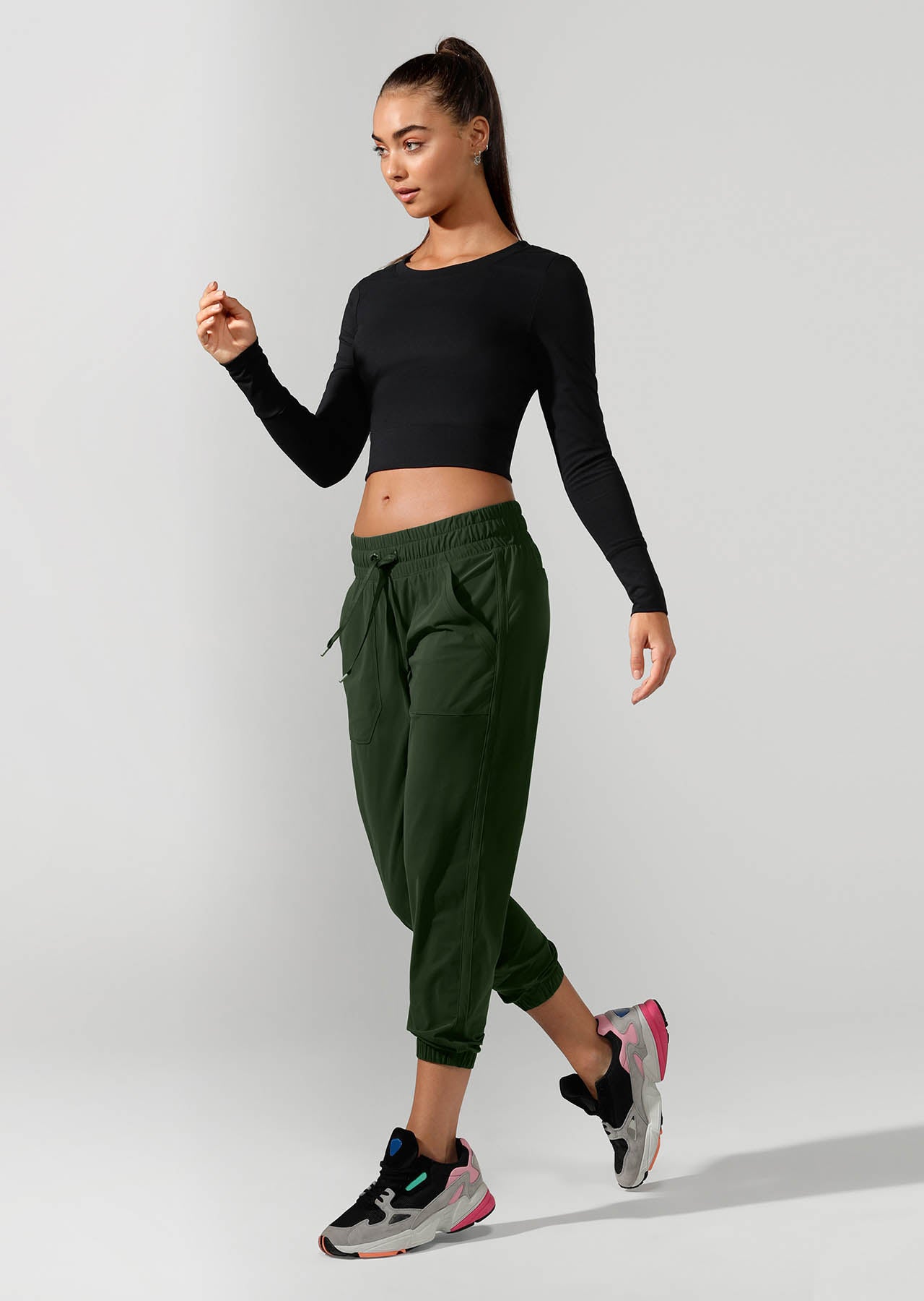 Lorna Jane Barre Ankle Biter Active Pants - Fig Green