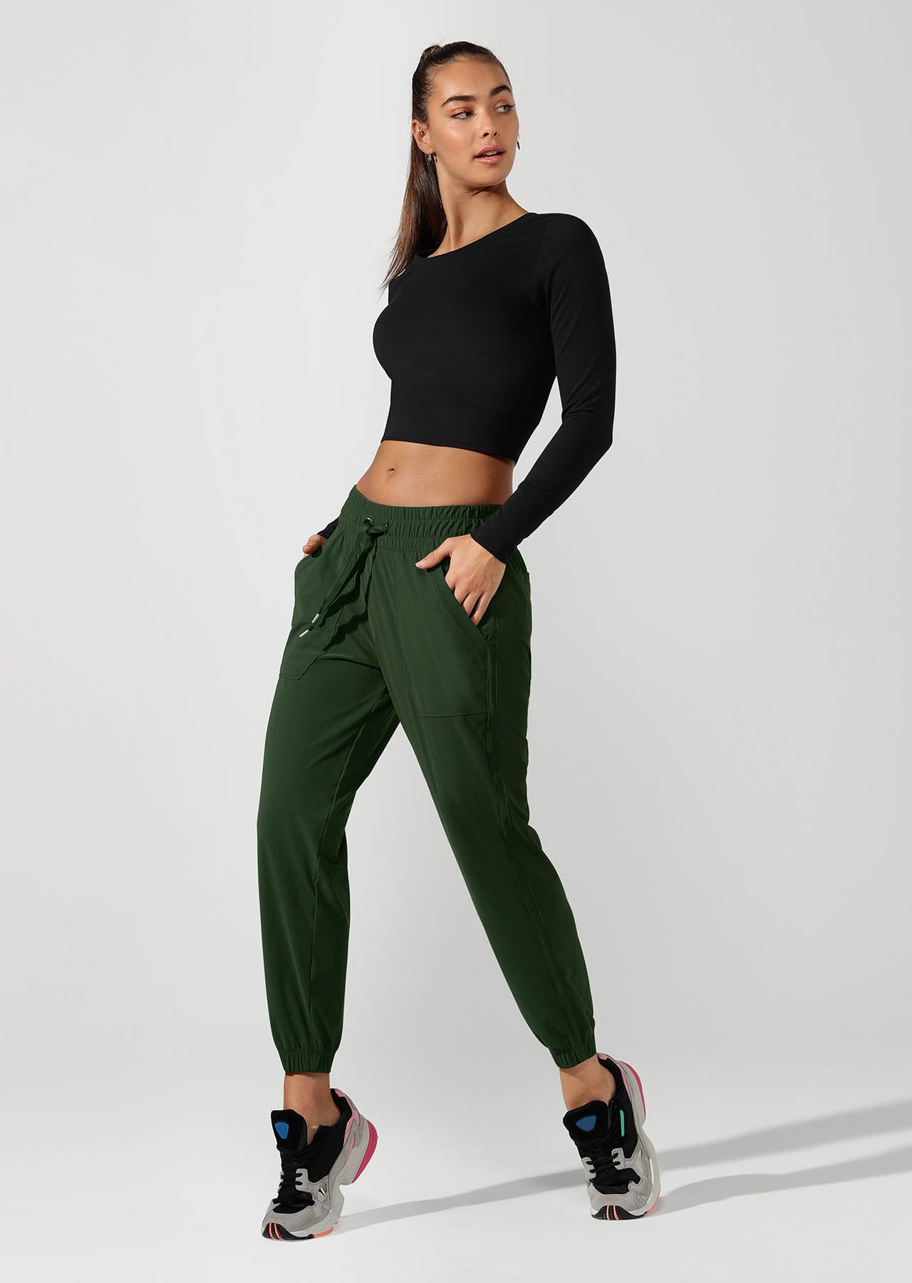 Lorna Jane Barre Ankle Biter Active Pants - Fig Green