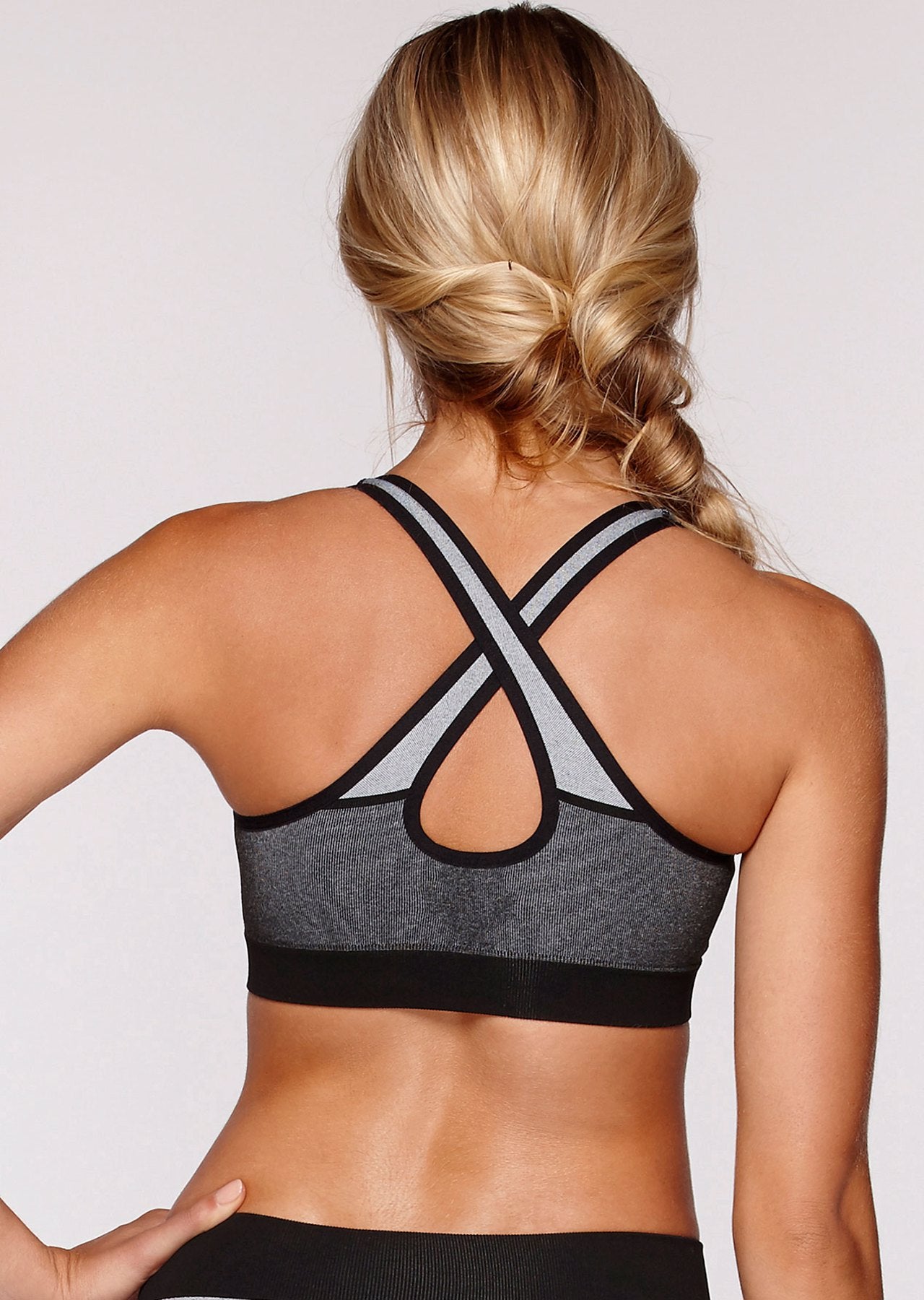 Lorna Jane Cadance Active Seamless Bra - Char/Grey Marl/Black