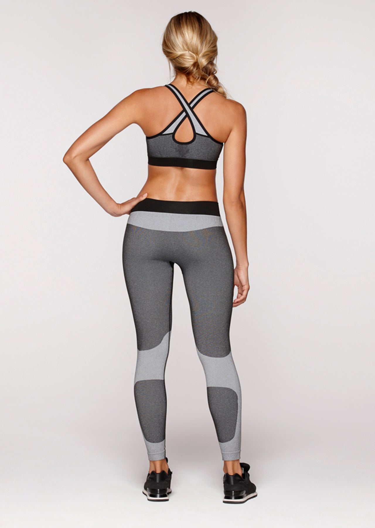 Lorna Jane Cadance Active Seamless Bra - Char/Grey Marl/Black