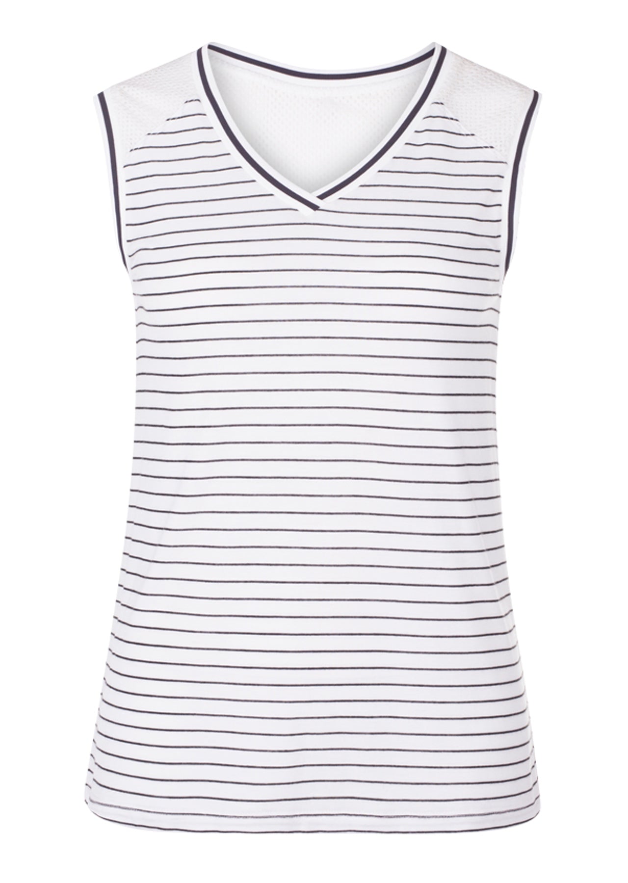 Lorna Jane California Casual Tank - White/Black Stripe