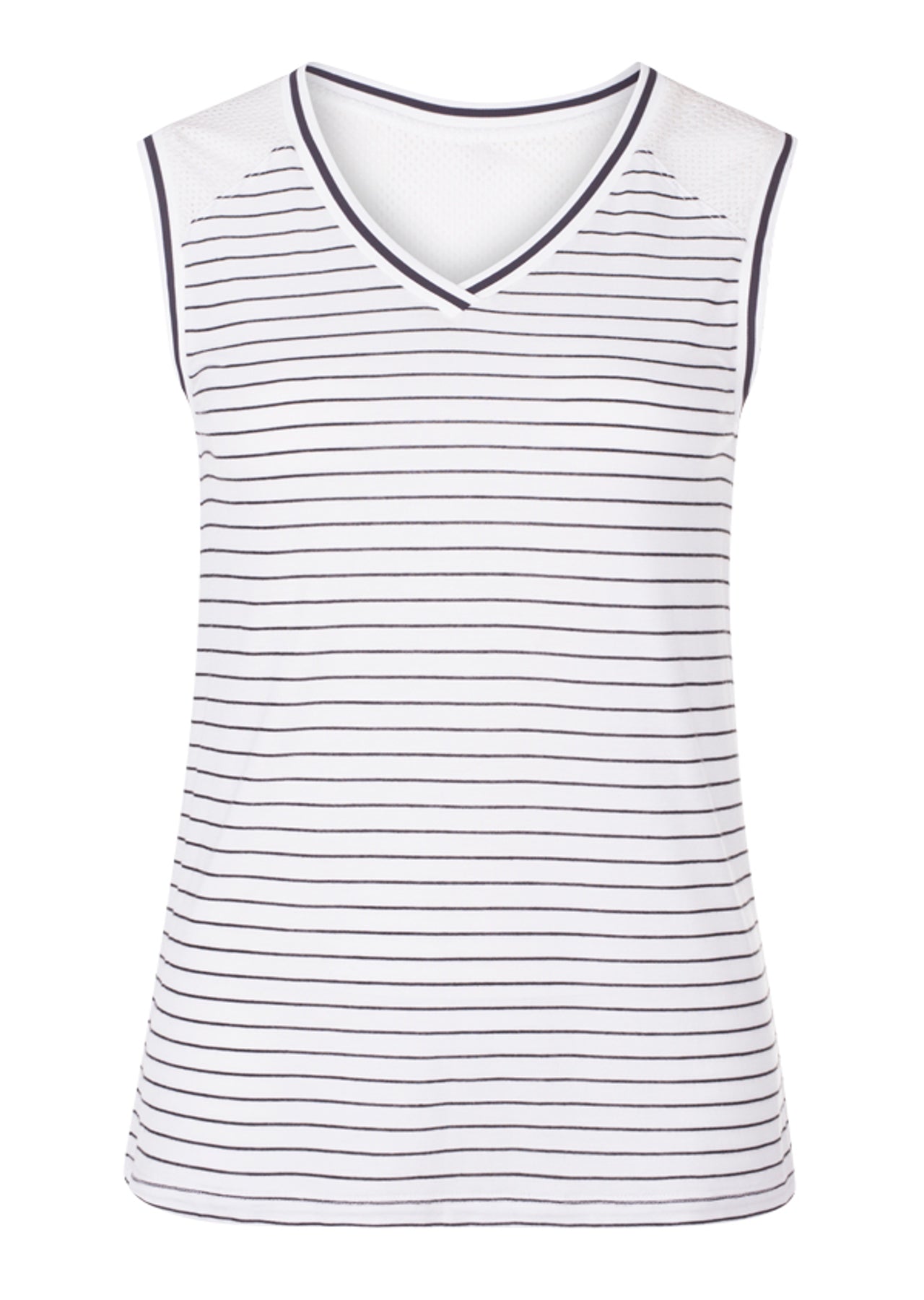 Lorna Jane California Casual Tank - White/Black Stripe