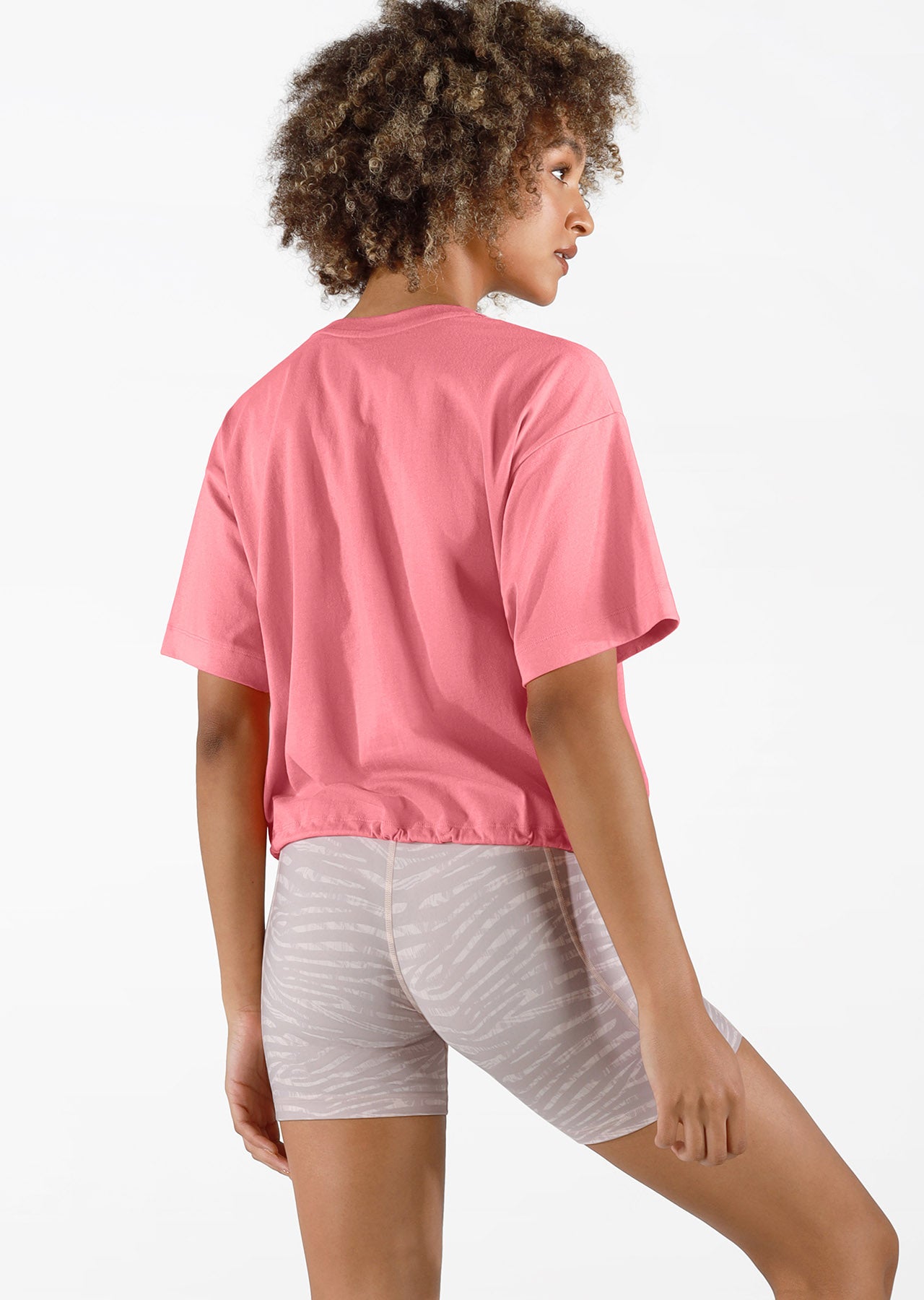 Lorna Jane Calypso Cropped Tee - Pale Pink Grapefruit