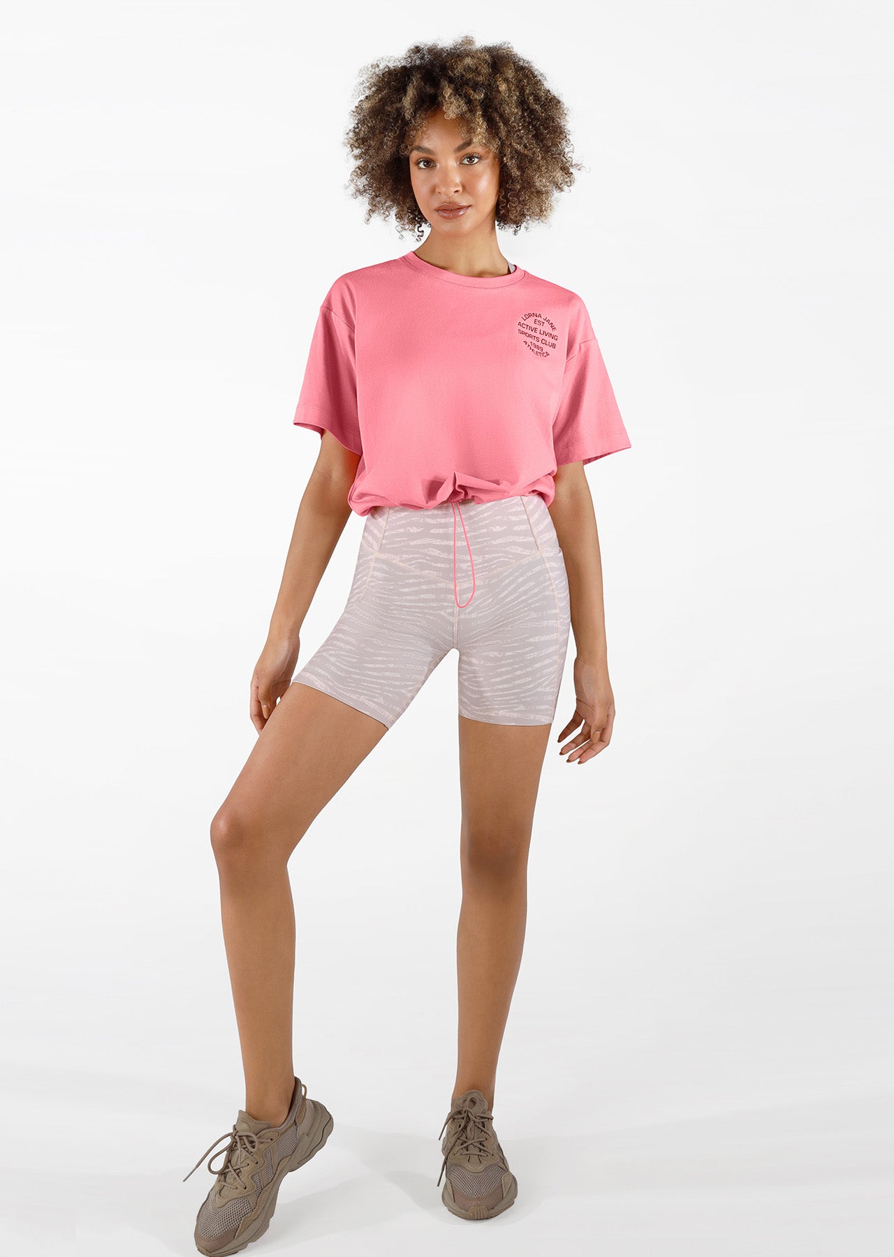 Lorna Jane Calypso Cropped Tee - Pale Pink Grapefruit