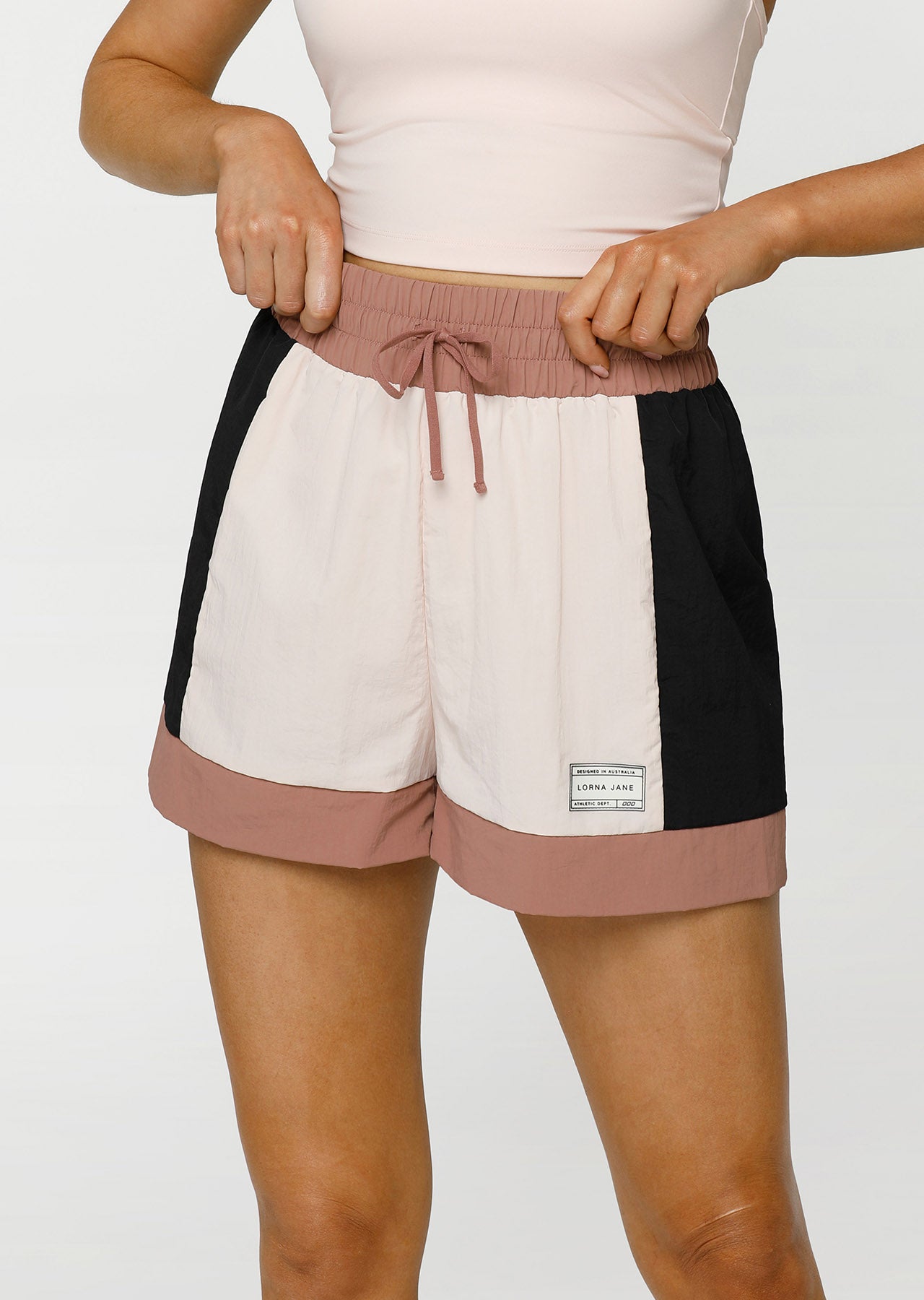 Lorna Jane Colour Block Run Shorts - Chestnut