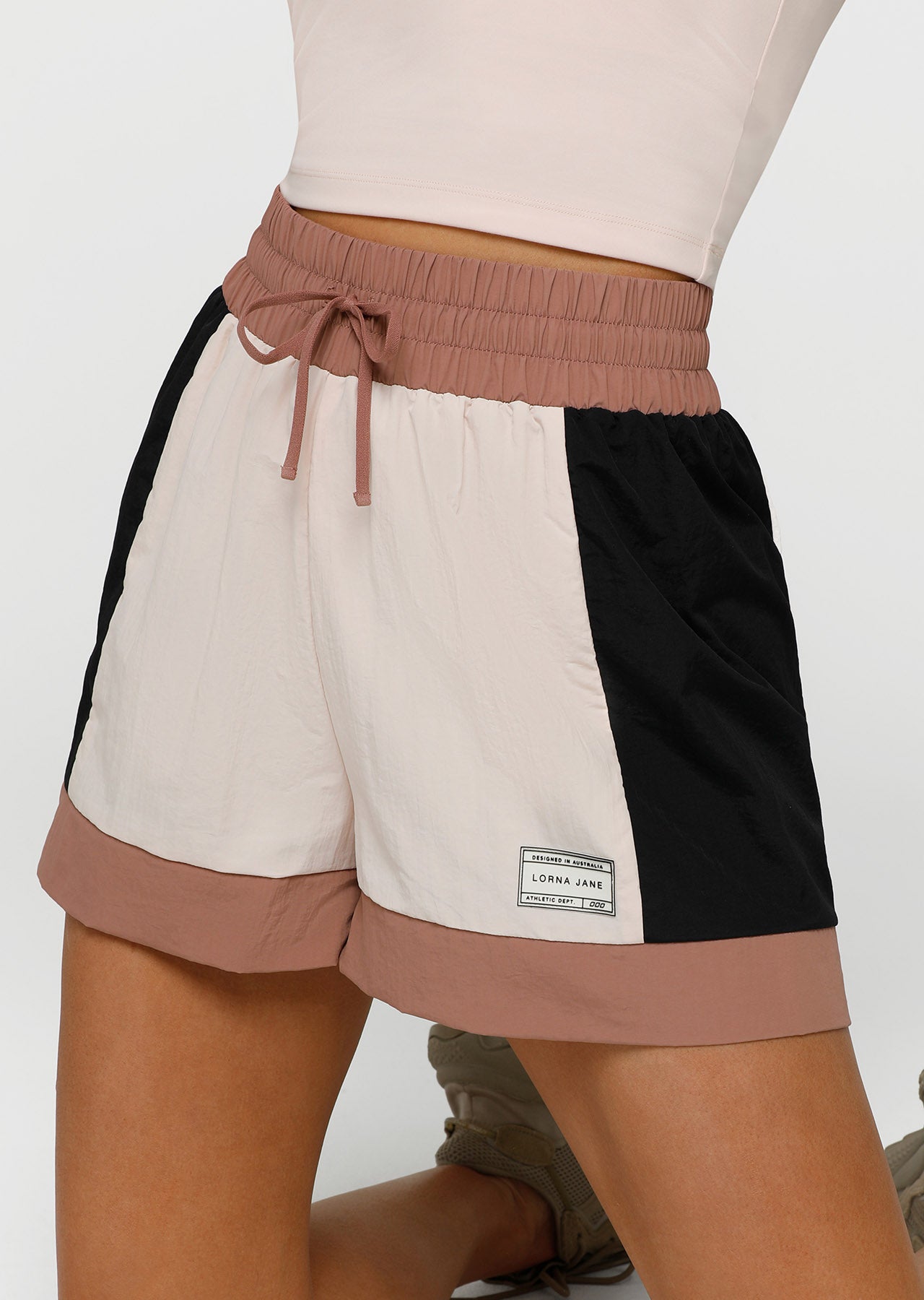 Lorna Jane Colour Block Run Shorts - Chestnut