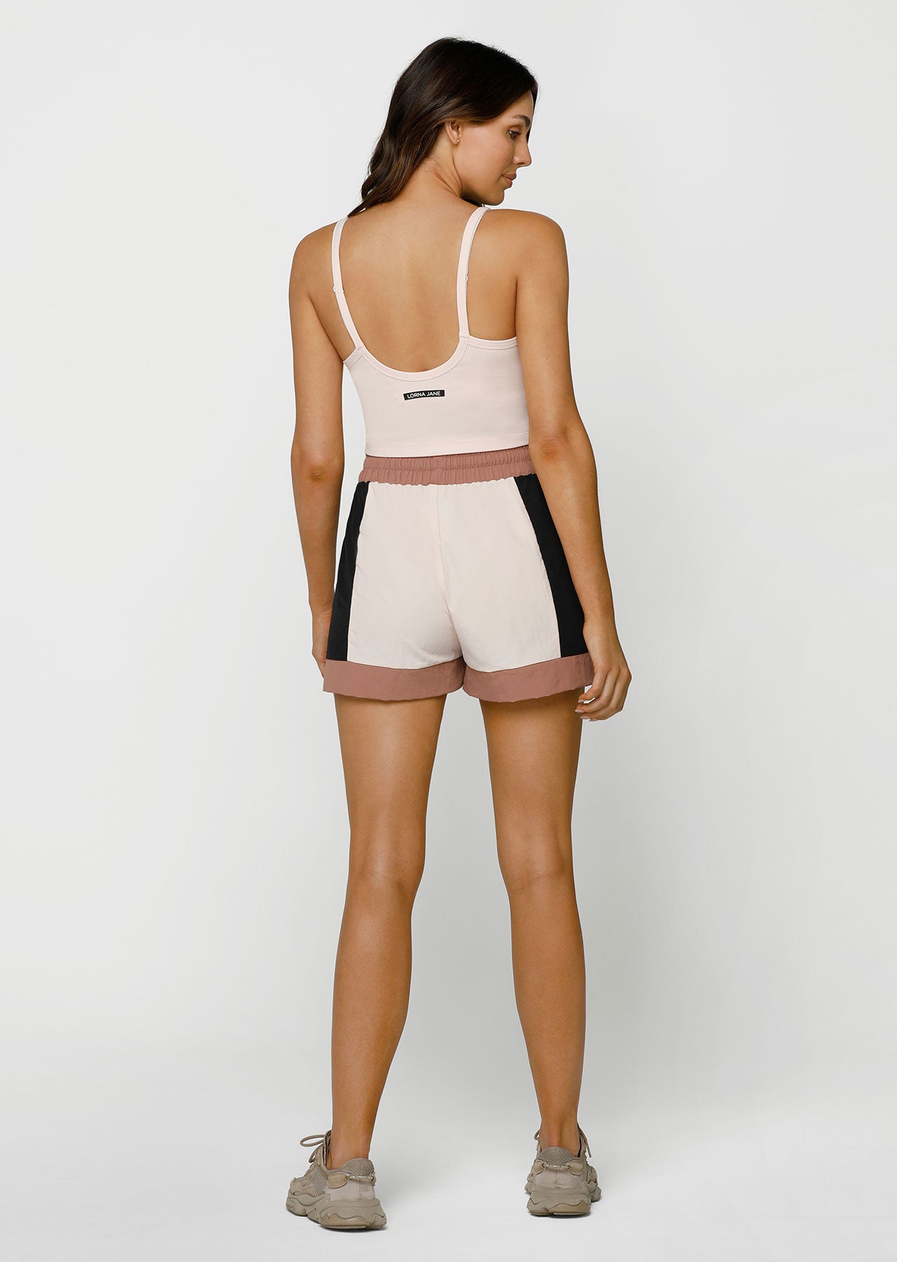 Lorna Jane Colour Block Run Shorts - Chestnut
