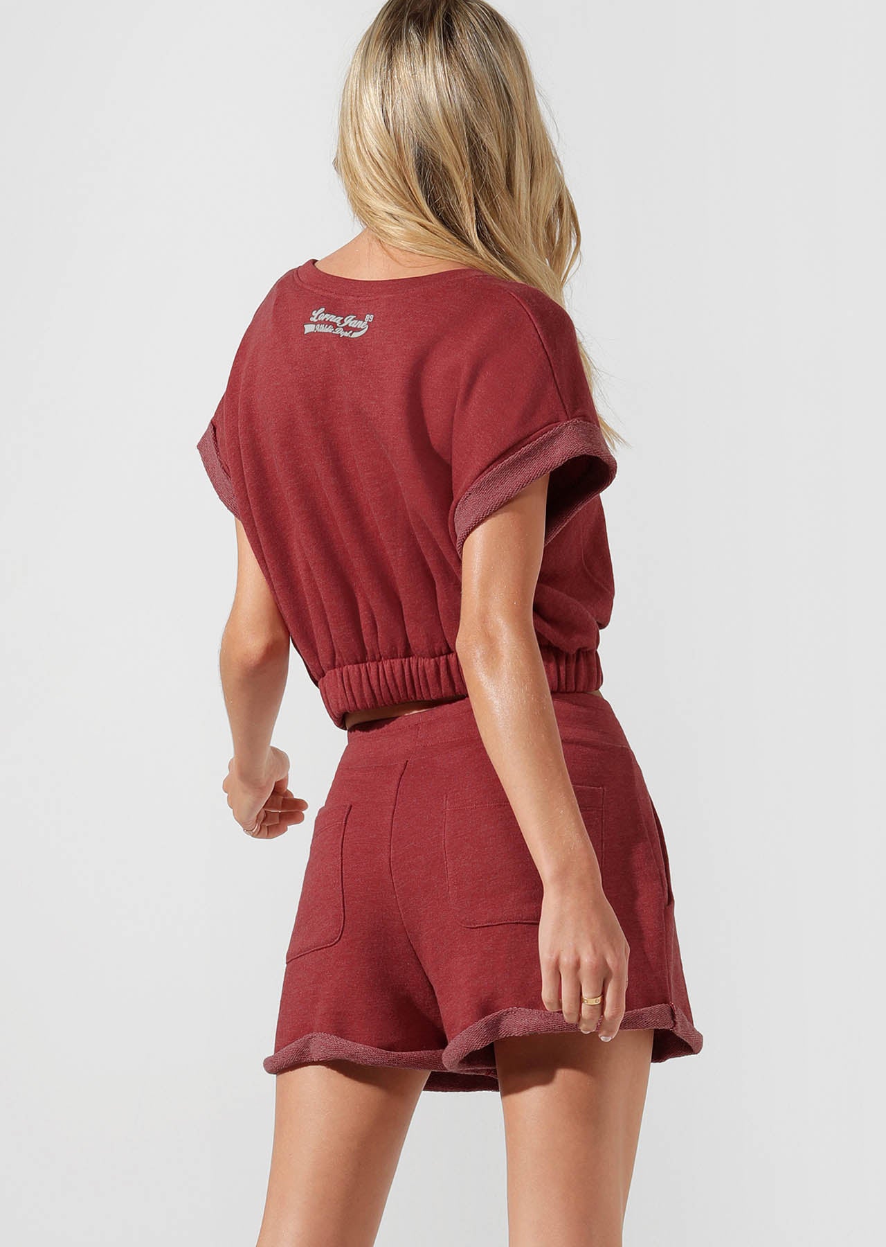 Lorna Jane Complete Comfort Cropped Sweat - Dark Red Marl
