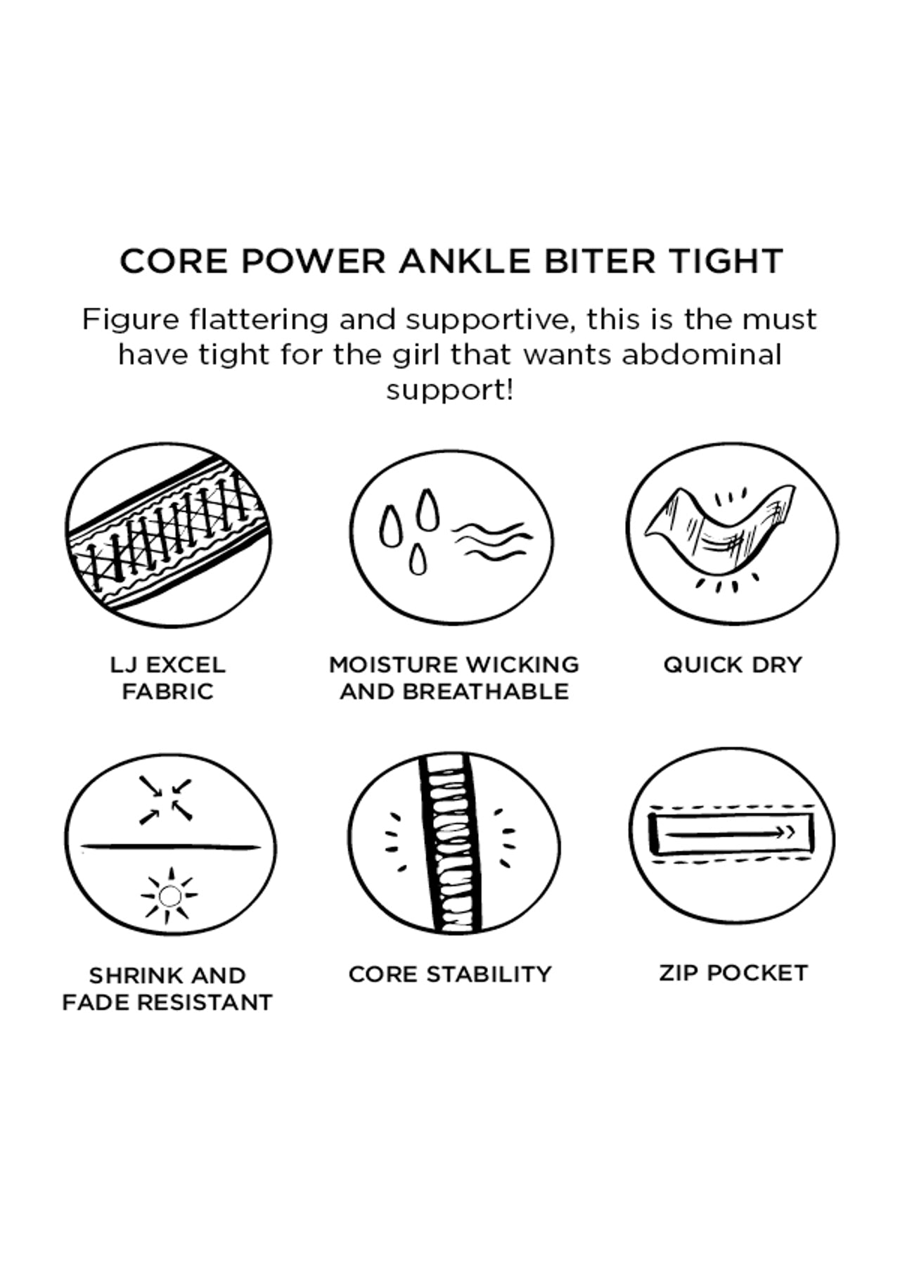Lorna Jane Core Power Ankle Biter Tight - Black/Char Marl