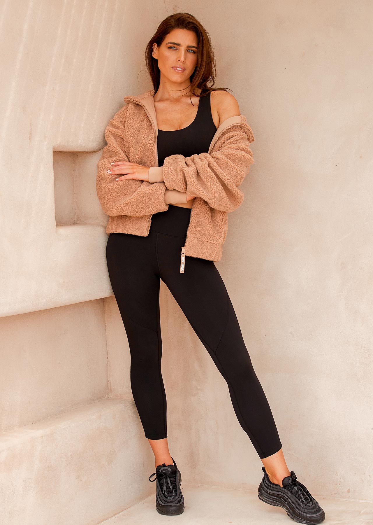Lorna Jane Cosy Sherpa Jacket - Light Biscuit