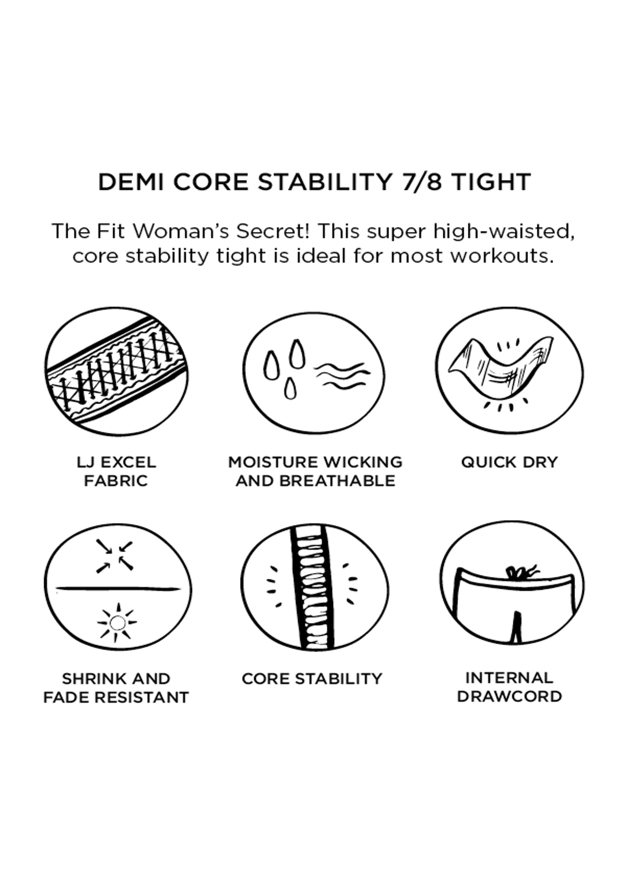 Lorna Jane Demi Core Stability 7/8 Tight - Char Marl