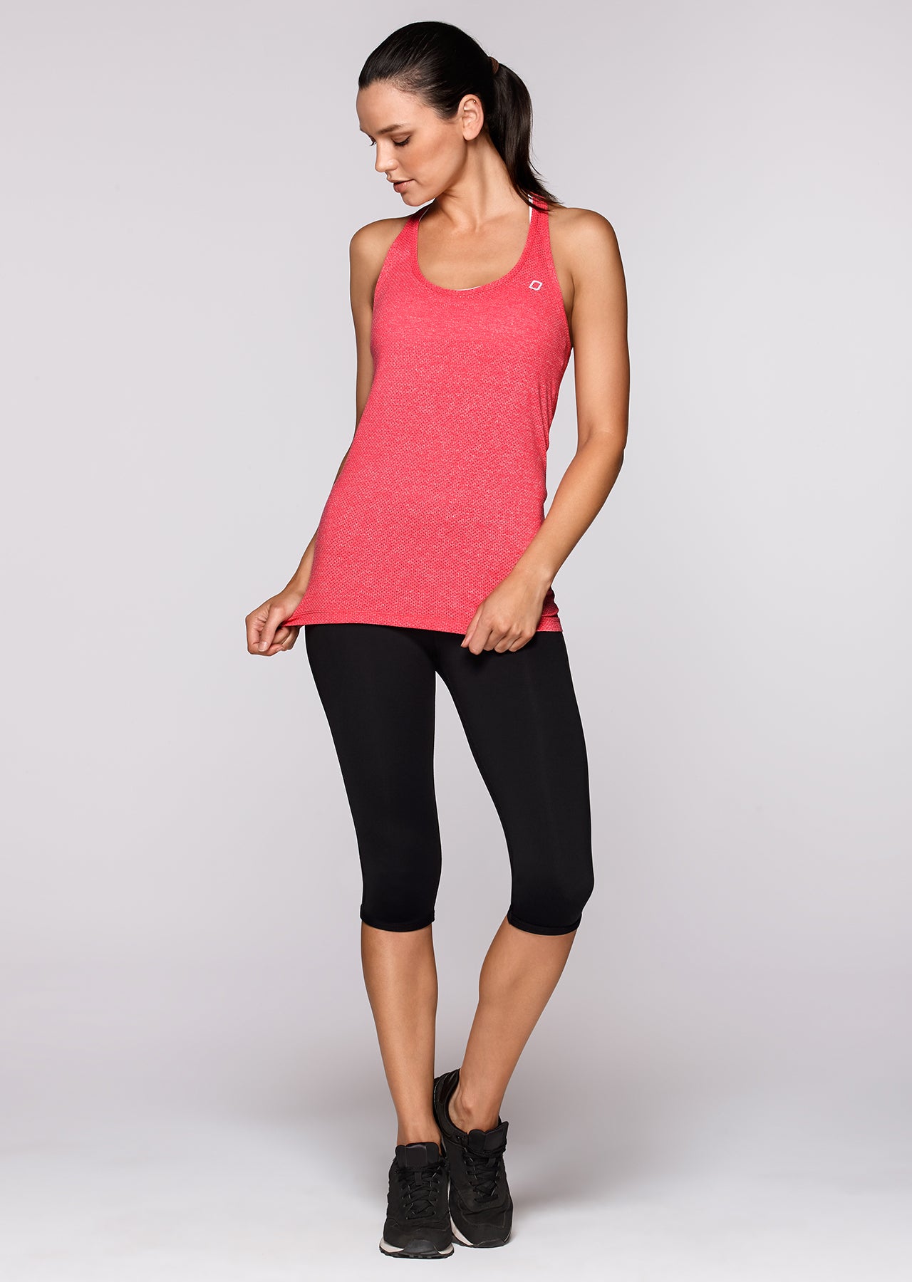 Lorna Jane Dixie Excel Mesh Tank - Pale Paprika Marl