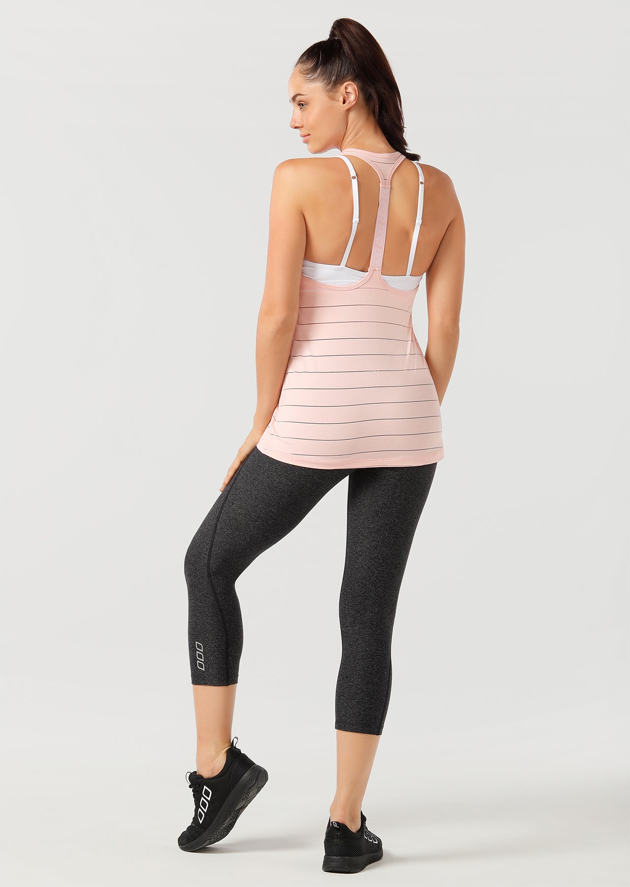 Lorna Jane Elastic Back Racer Tank - Ballerina Marl Stripe