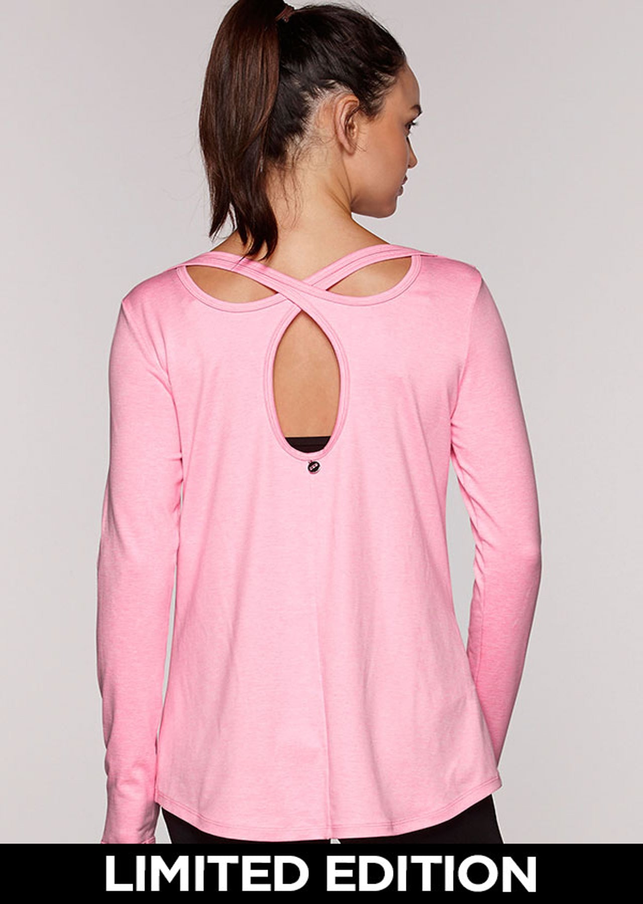 Lorna Jane Everyday L/Slv Excel Top - Pale Fairy Floss Marl