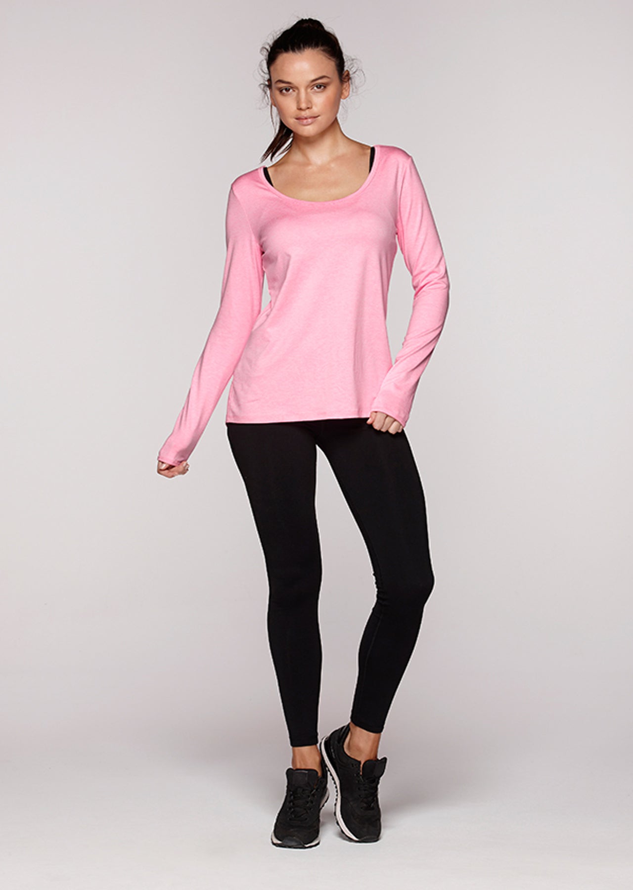 Lorna Jane Everyday L/Slv Excel Top - Pale Fairy Floss Marl