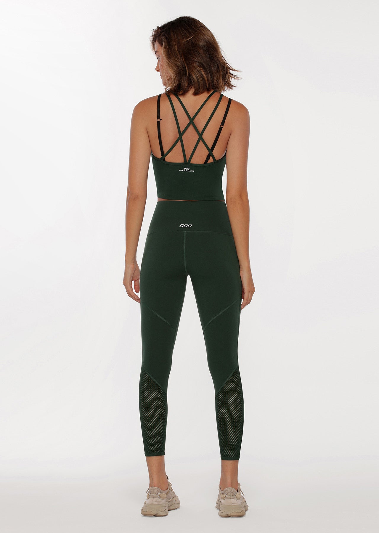 Lorna Jane Fierce Booty Support Ankle Biter Leggings - Dark Green