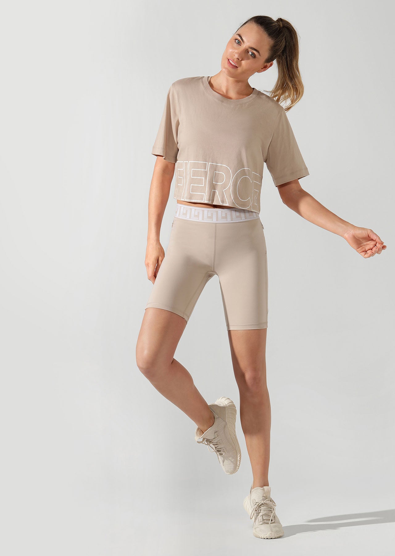 Lorna Jane Fierce Cropped Tee - Off White