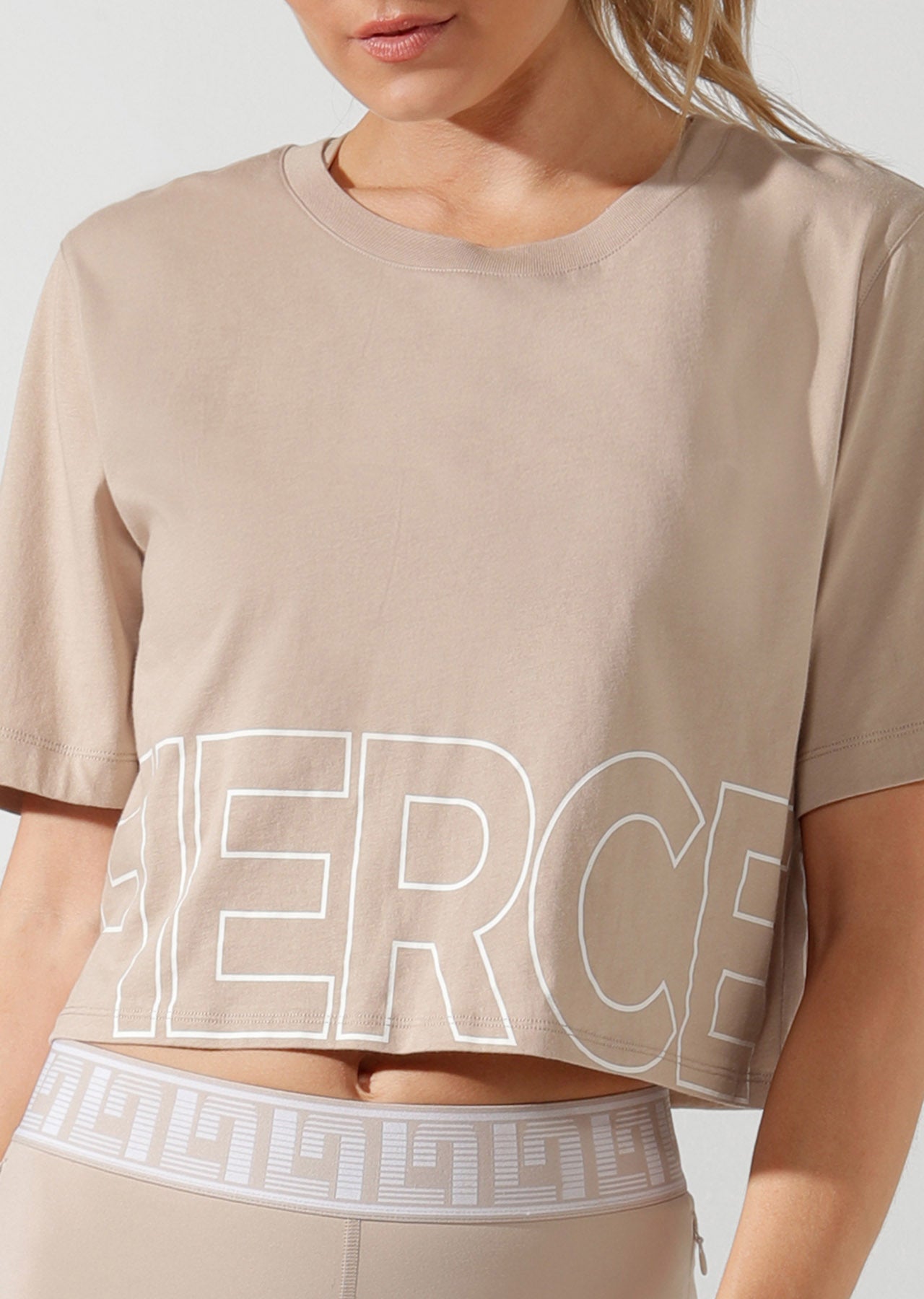 Lorna Jane Fierce Cropped Tee - Off White