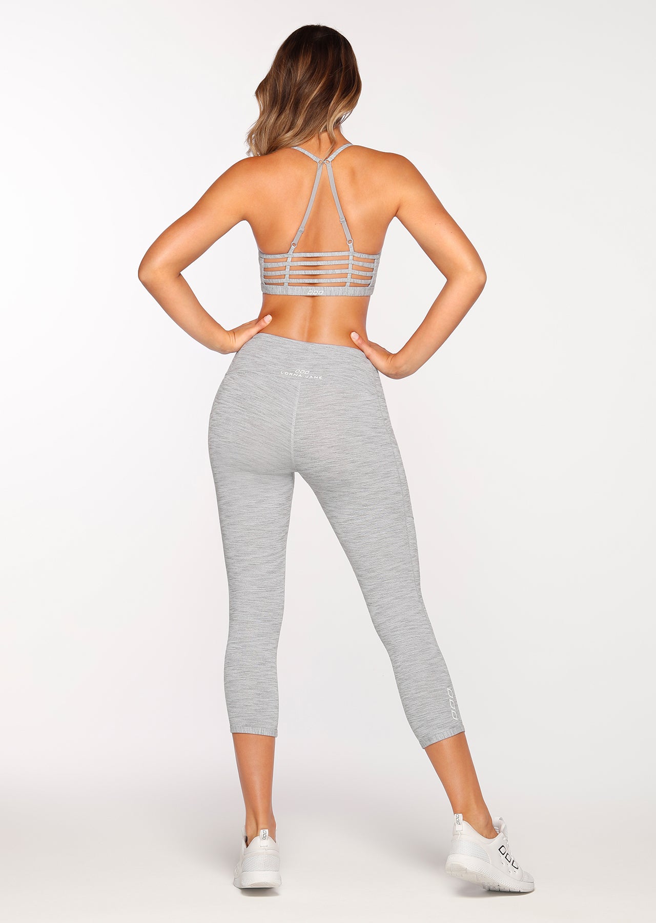 Lorna Jane Flex It Sports Bra - Grey Marl Stripe