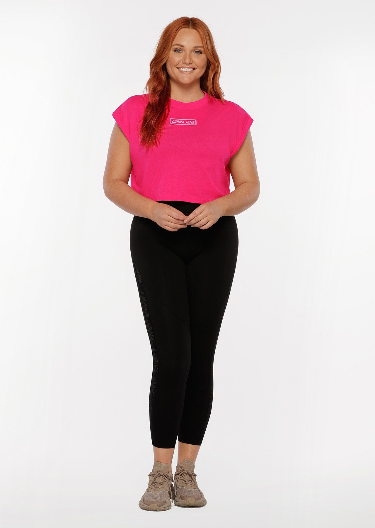 Lorna Jane Flexin' Cropped Tank - Neon Raspberry