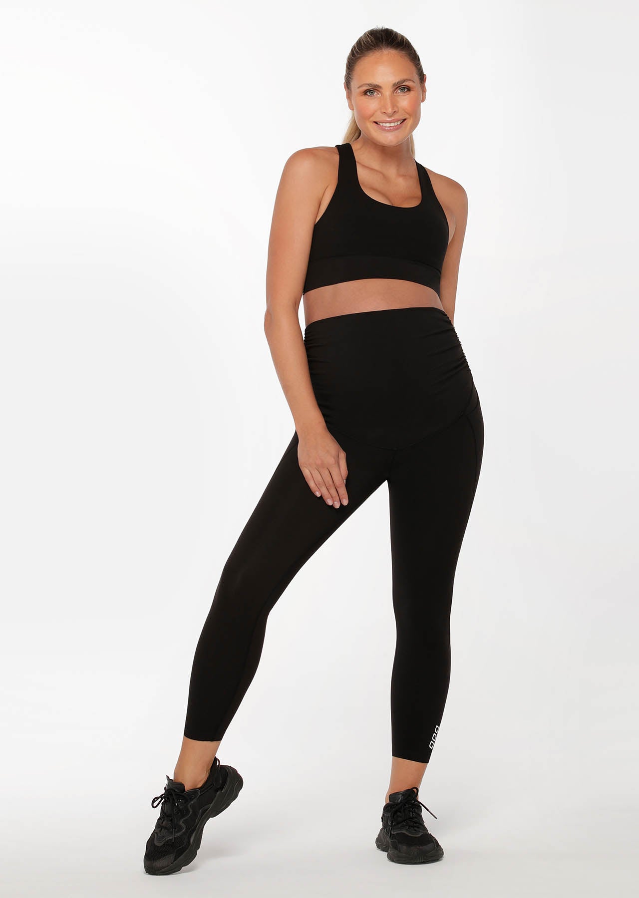 Lorna Jane Full Coverage Maternity Phone Pocket Ankle Biter Leggings - Black