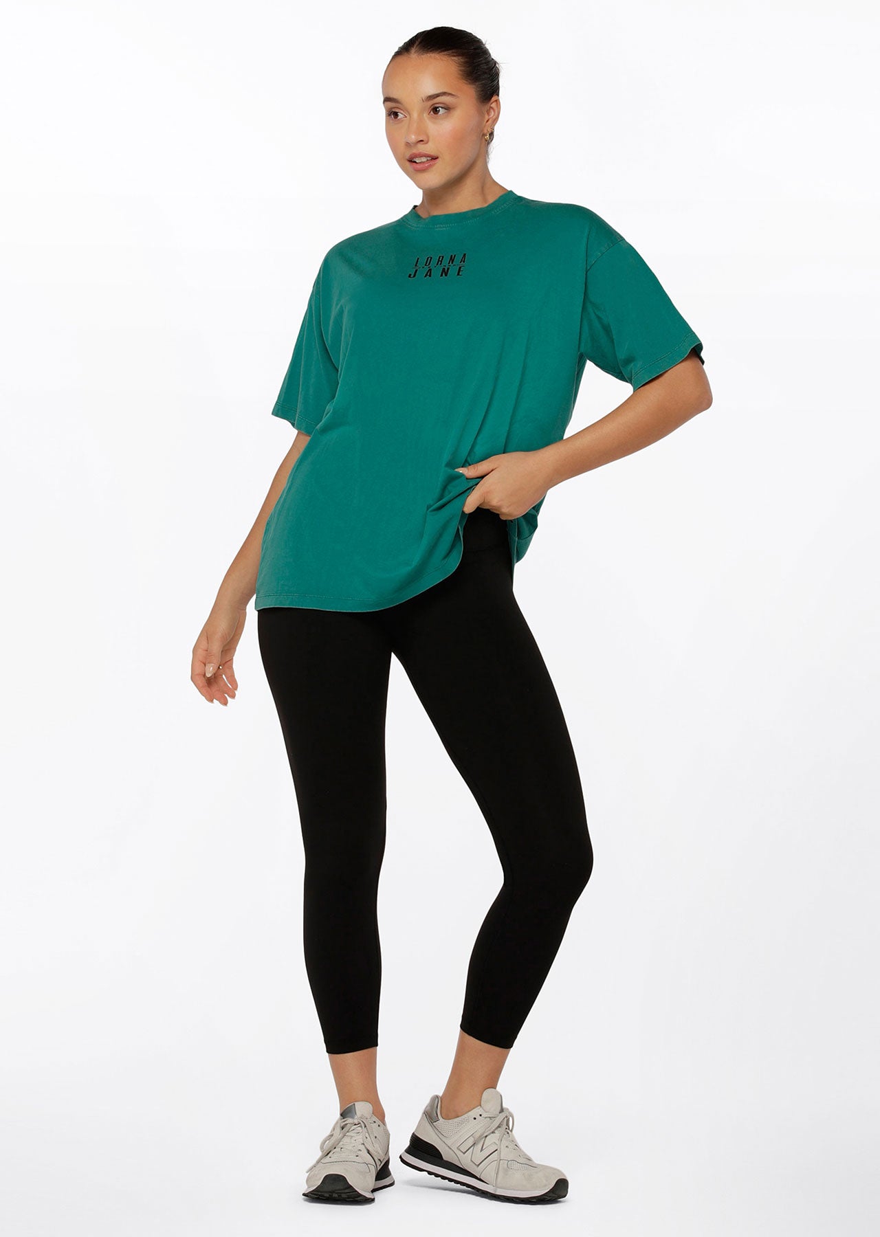 Lorna Jane Function Washed Boyfriend Tee - Washed Dark Teal