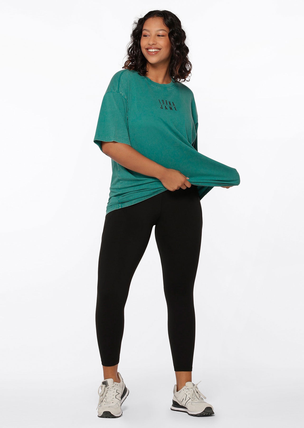 Lorna Jane Function Washed Boyfriend Tee - Washed Dark Teal