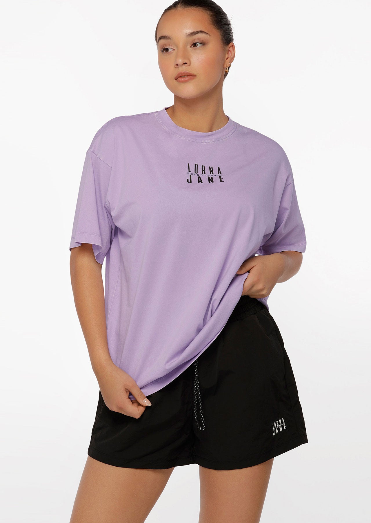 Lorna Jane Function Washed Boyfriend Tee - Washed Dusty Lilac