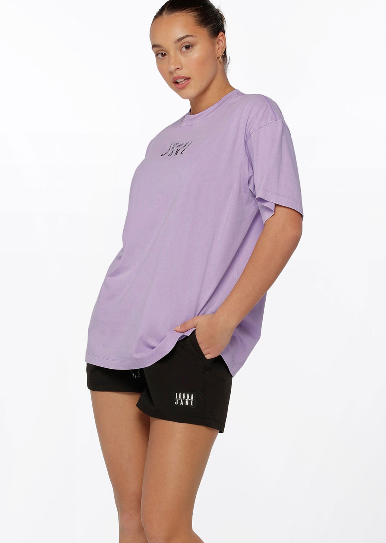 Lorna Jane Function Washed Boyfriend Tee - Washed Dusty Lilac