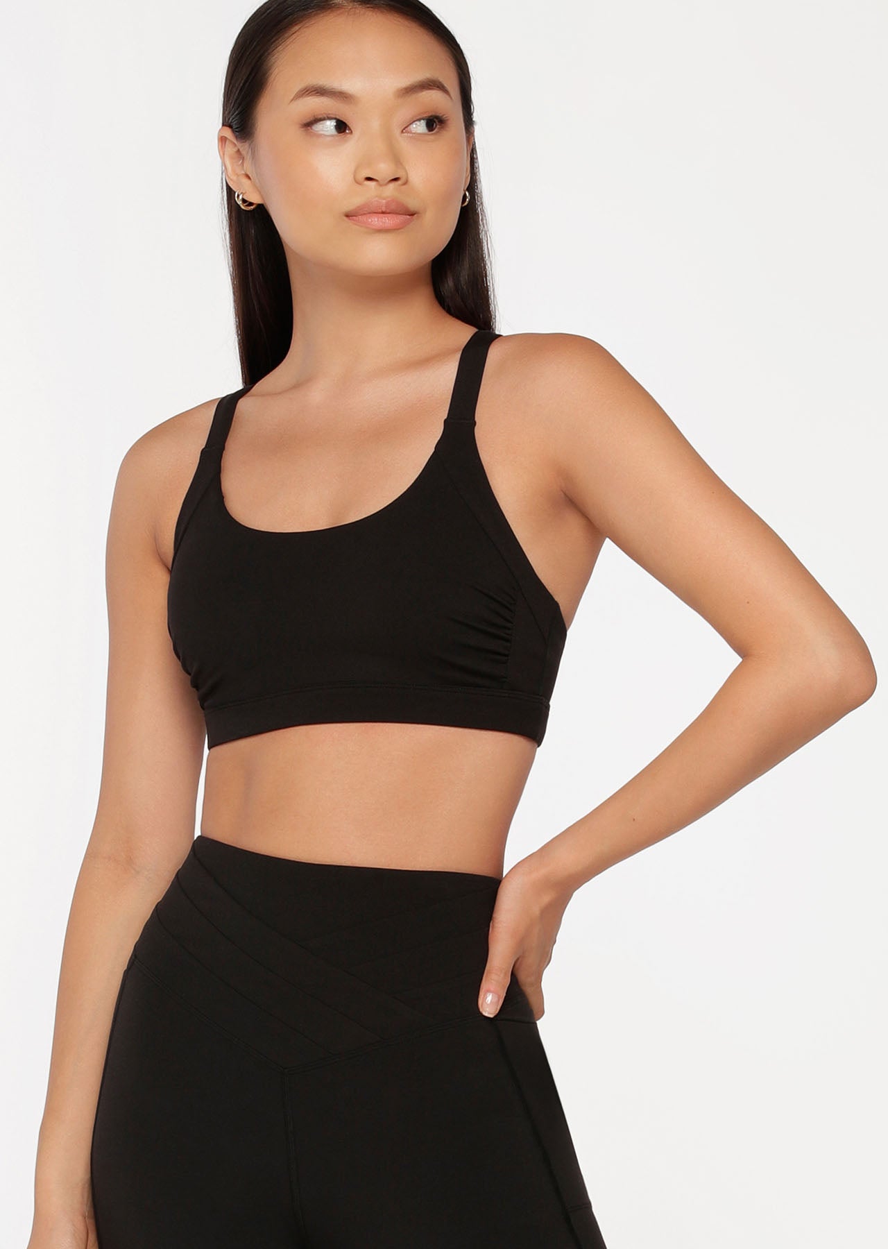 Lorna Jane Gathered Panel Sports Bra - Black