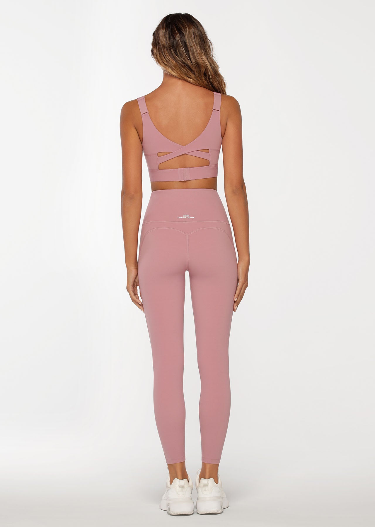 Lorna Jane Gathered V-Front Ankle Biter Leggings - Pale Mauve
