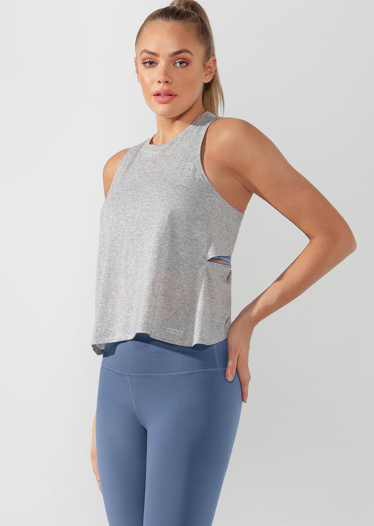 Lorna Jane Getting It Done Cropped Tank - Grey Marl