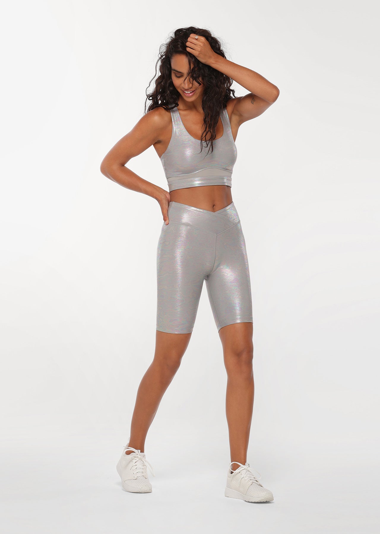 Lorna Jane Gloss Bike Shorts - Nu Grey