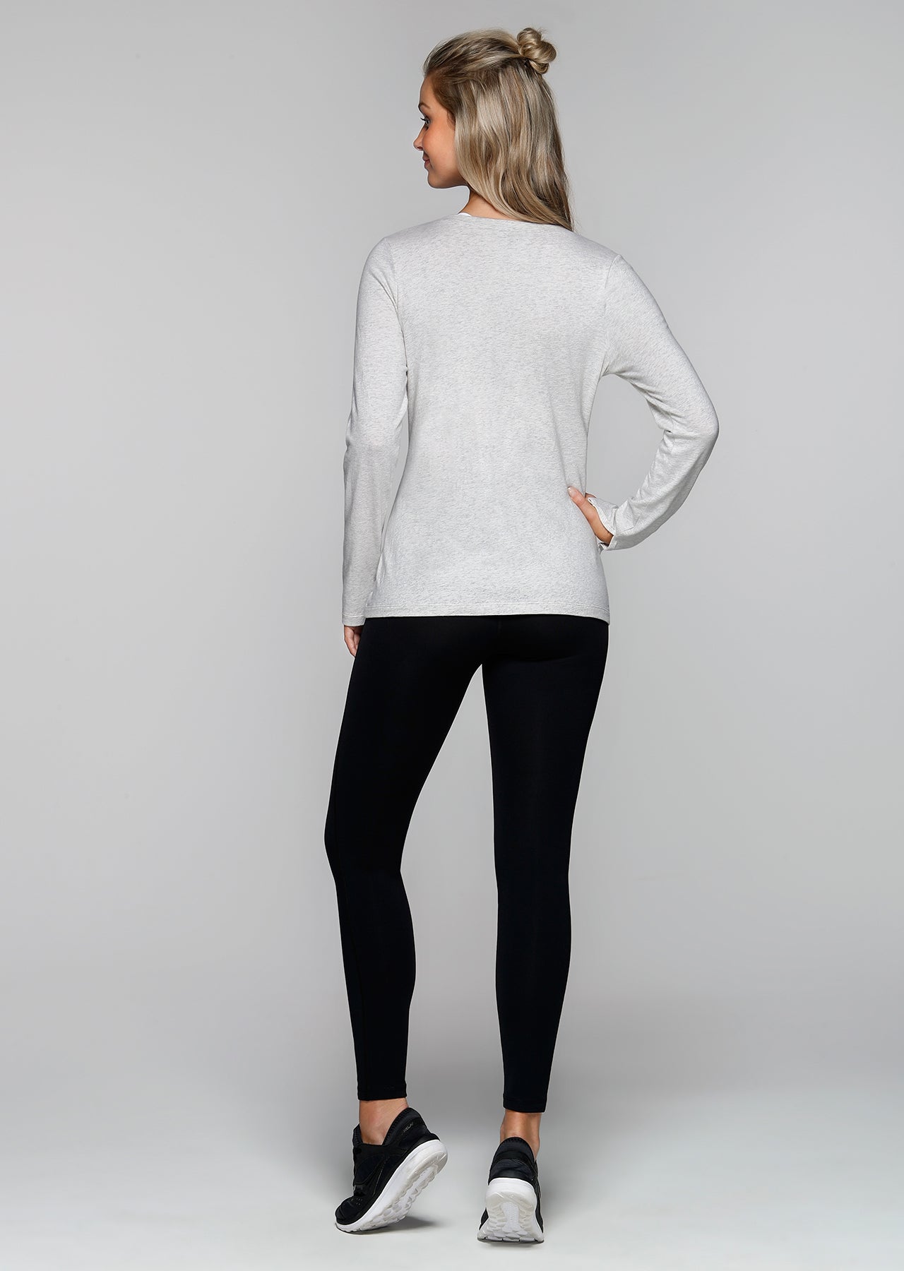 Lorna Jane Going Places L/Slv Top - Snow Grey Marl
