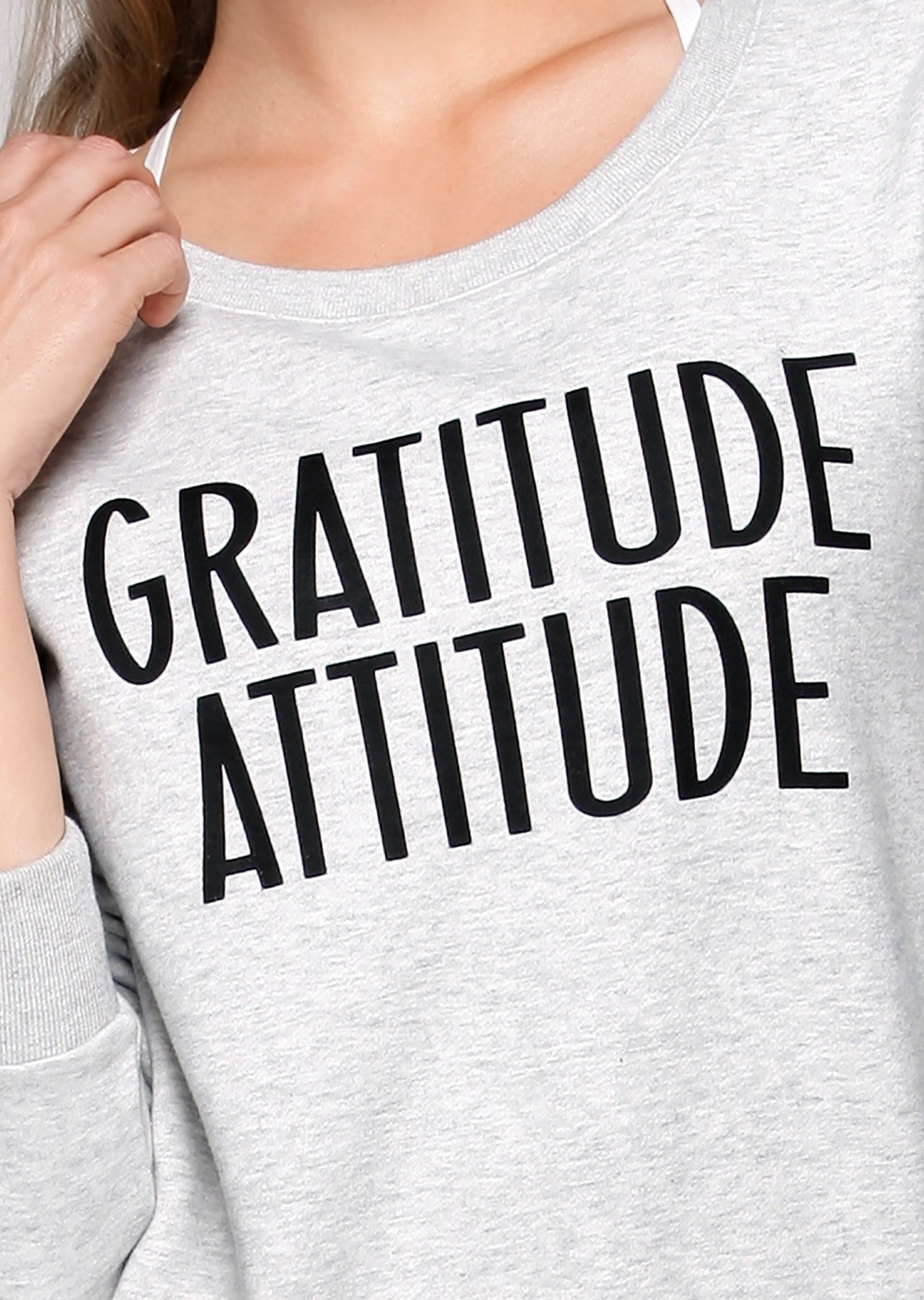 Lorna Jane Gratitude Attitude L/Slv Top - Mid Grey Marl