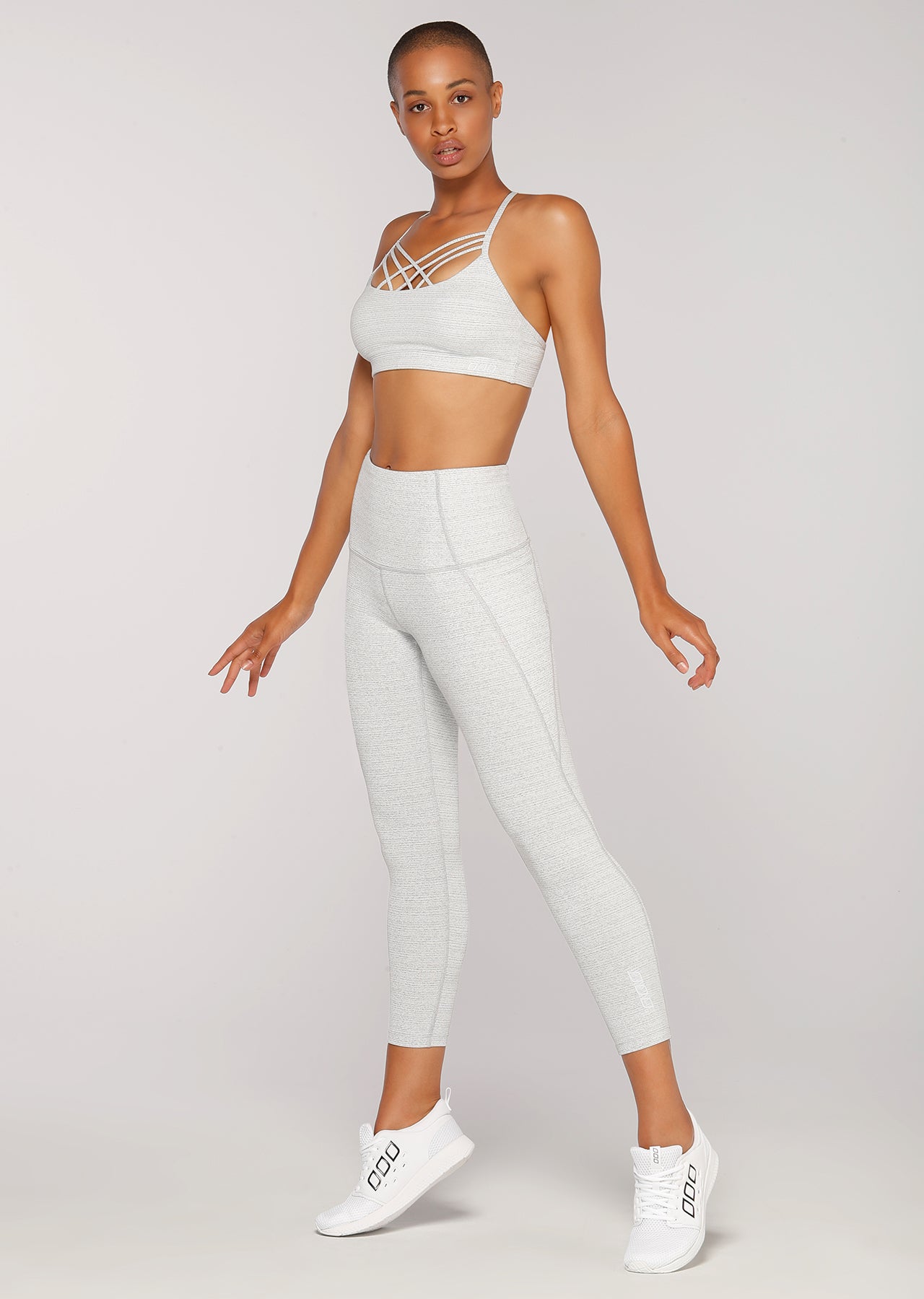 Lorna Jane Guru Sports Bra - Pale Grey Marl